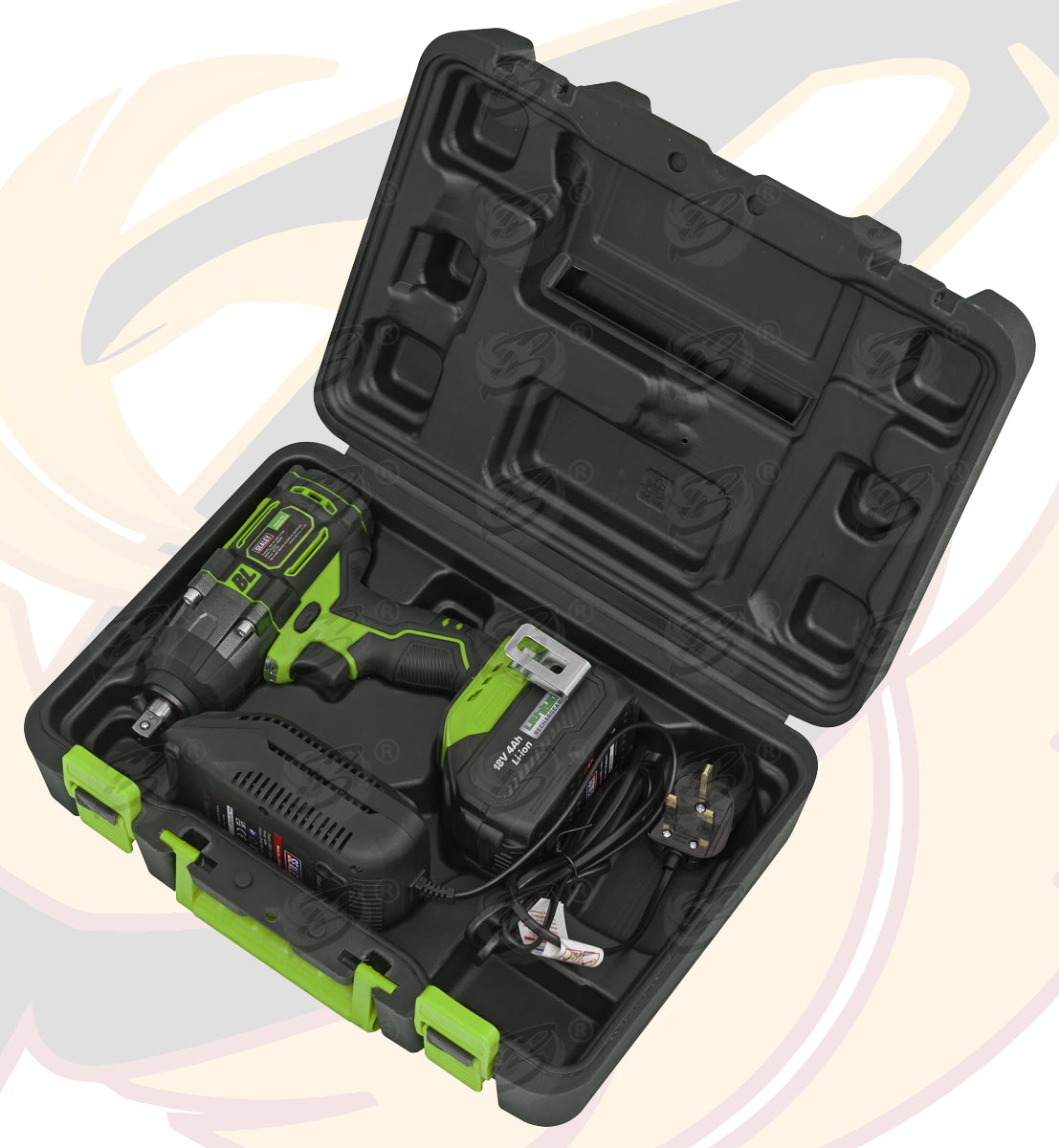 SEALEY 18V 4Ah 1/2" DRIVE BRUSHLESS IMPACT WRENCH 650Nm & 16PCS 6 POINT DEEP IMPACT SOCKETS 10MM - 32MM