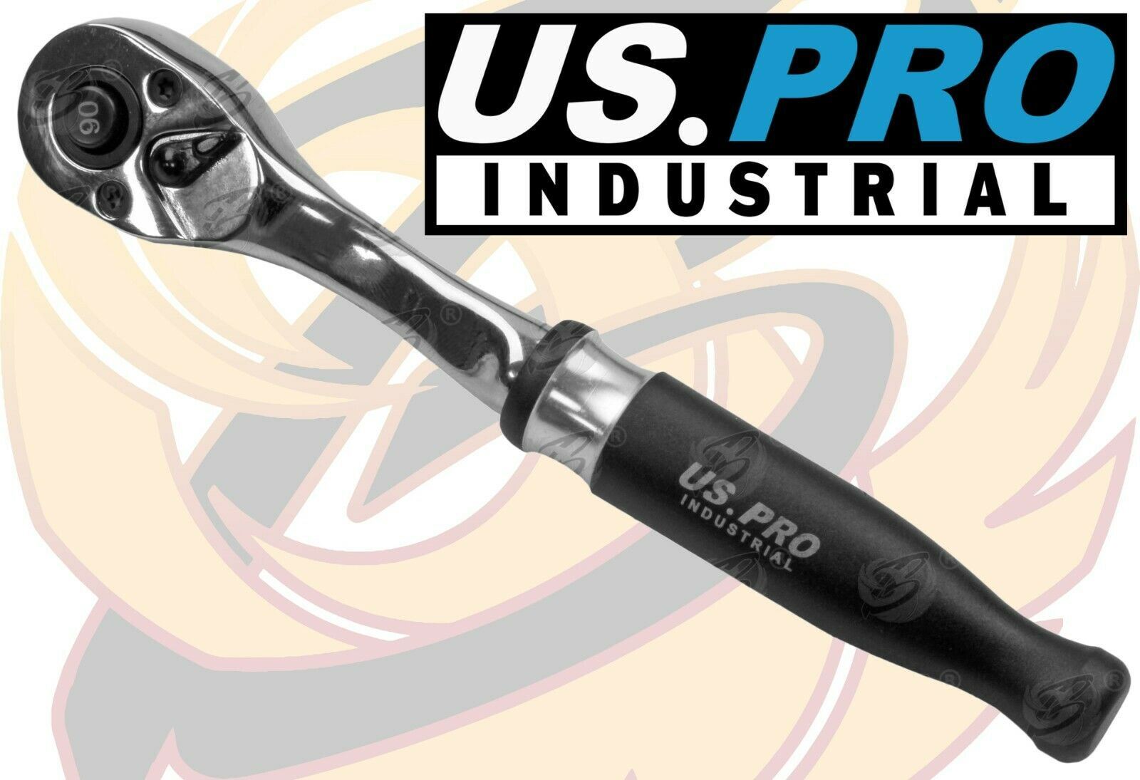 US PRO INDUSTRIAL 1/4" DRIVE 90 TOOTH CURVED RATCHET HANDLE
