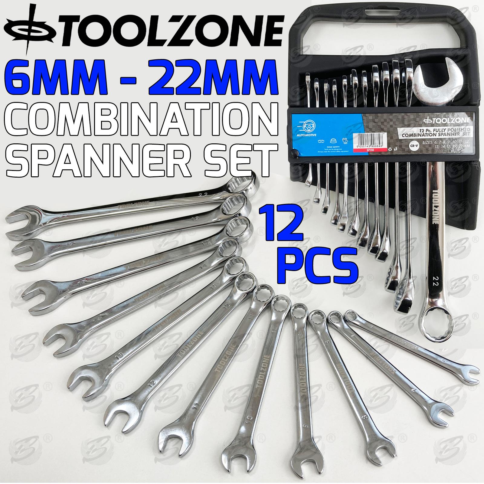 TOOLZONE 12PCS COMBINATION SPANNER SET 6MM - 22MM