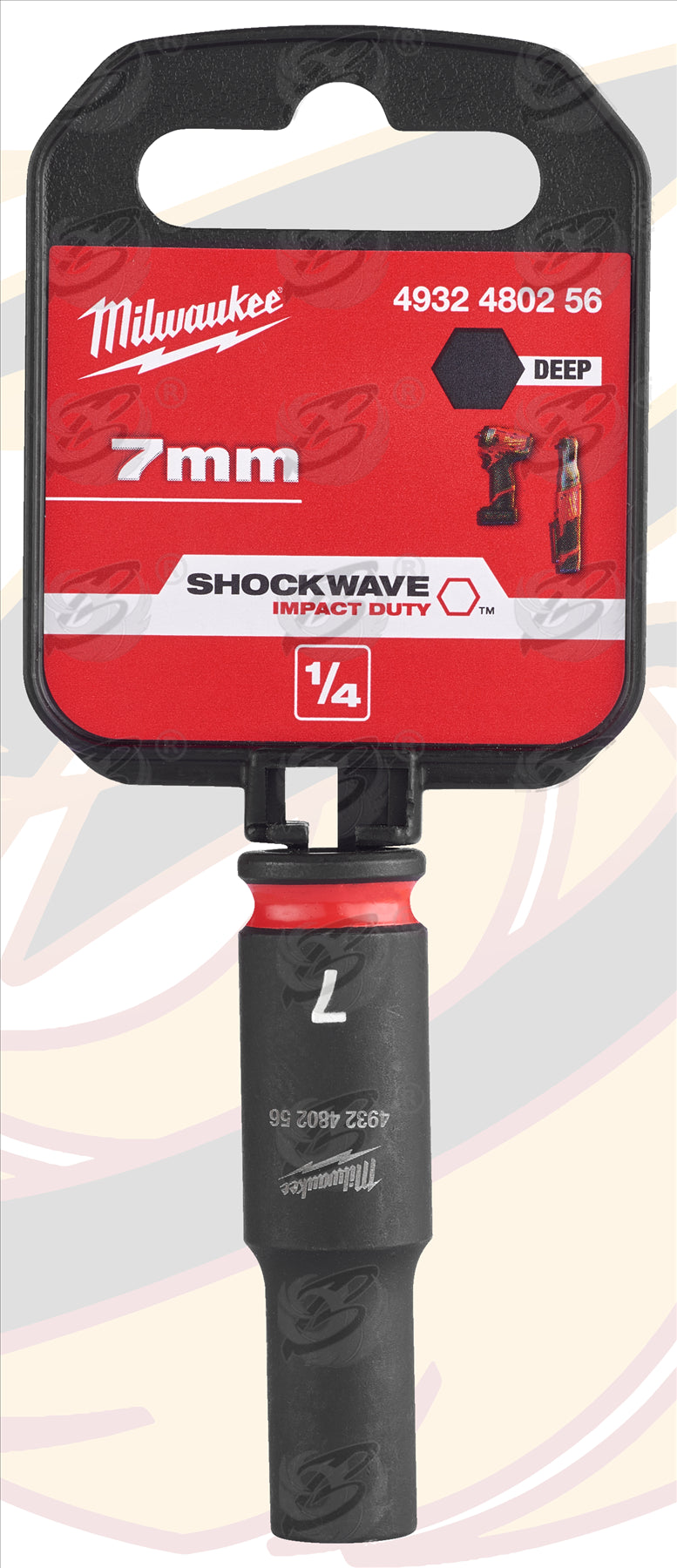 MILWAUKEE 7MM 1/4" DRIVE 6 POINT DEEP IMPACT SOCKET ( SINGLE )