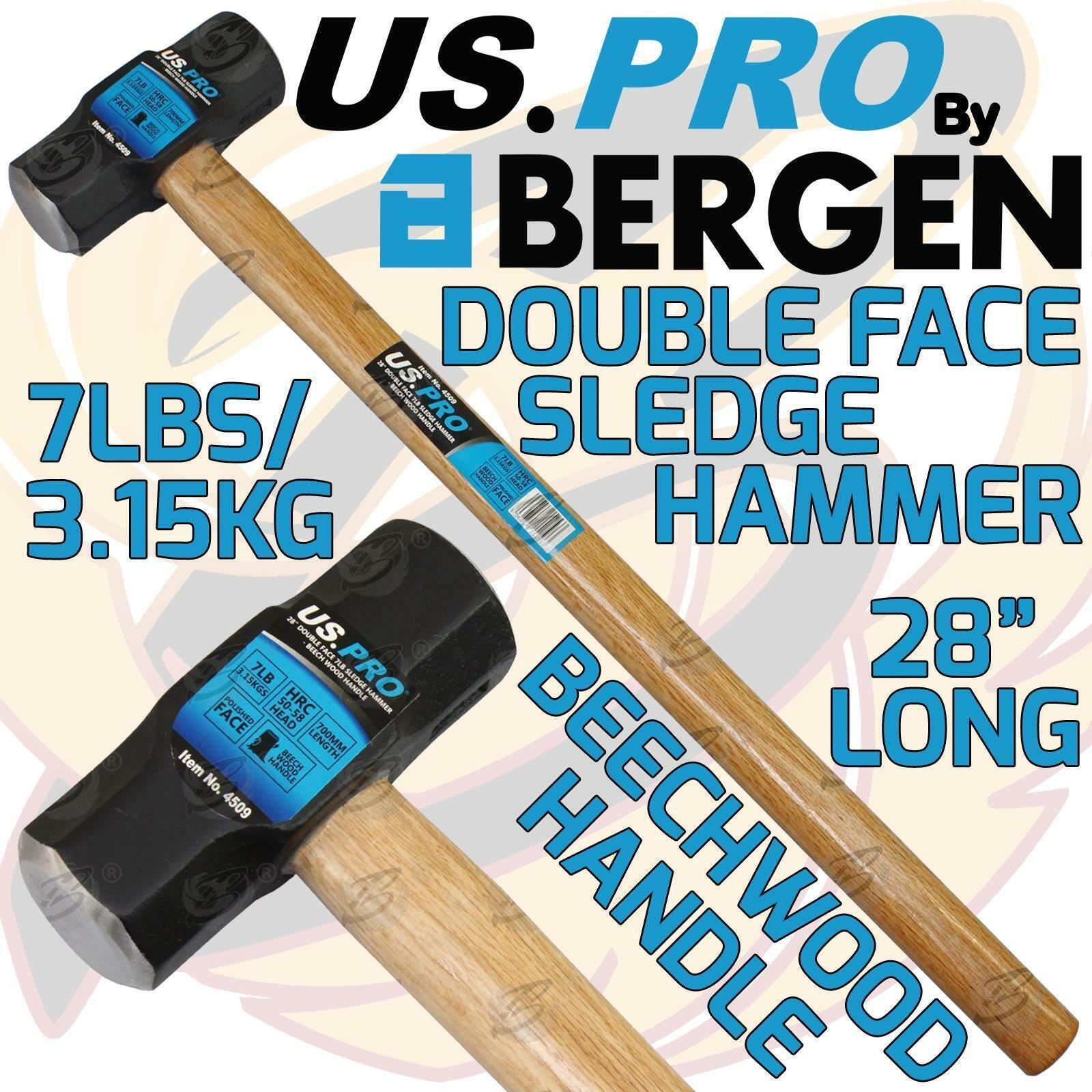 US PRO 3.15KG 36" LONG BEECHWOOD SLEDGE HAMMER