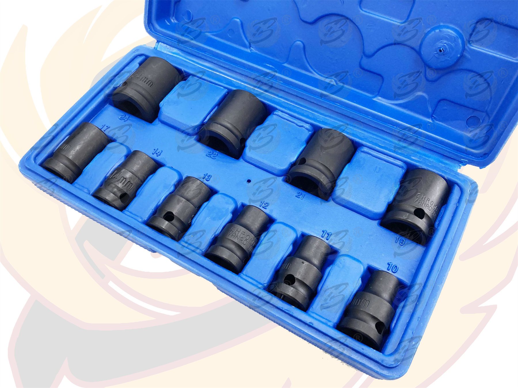 Toolzone 10 Piece 1/2" Drive 6 Point Shallow Impact Sockets 10mm - 24mm ( SS125 )