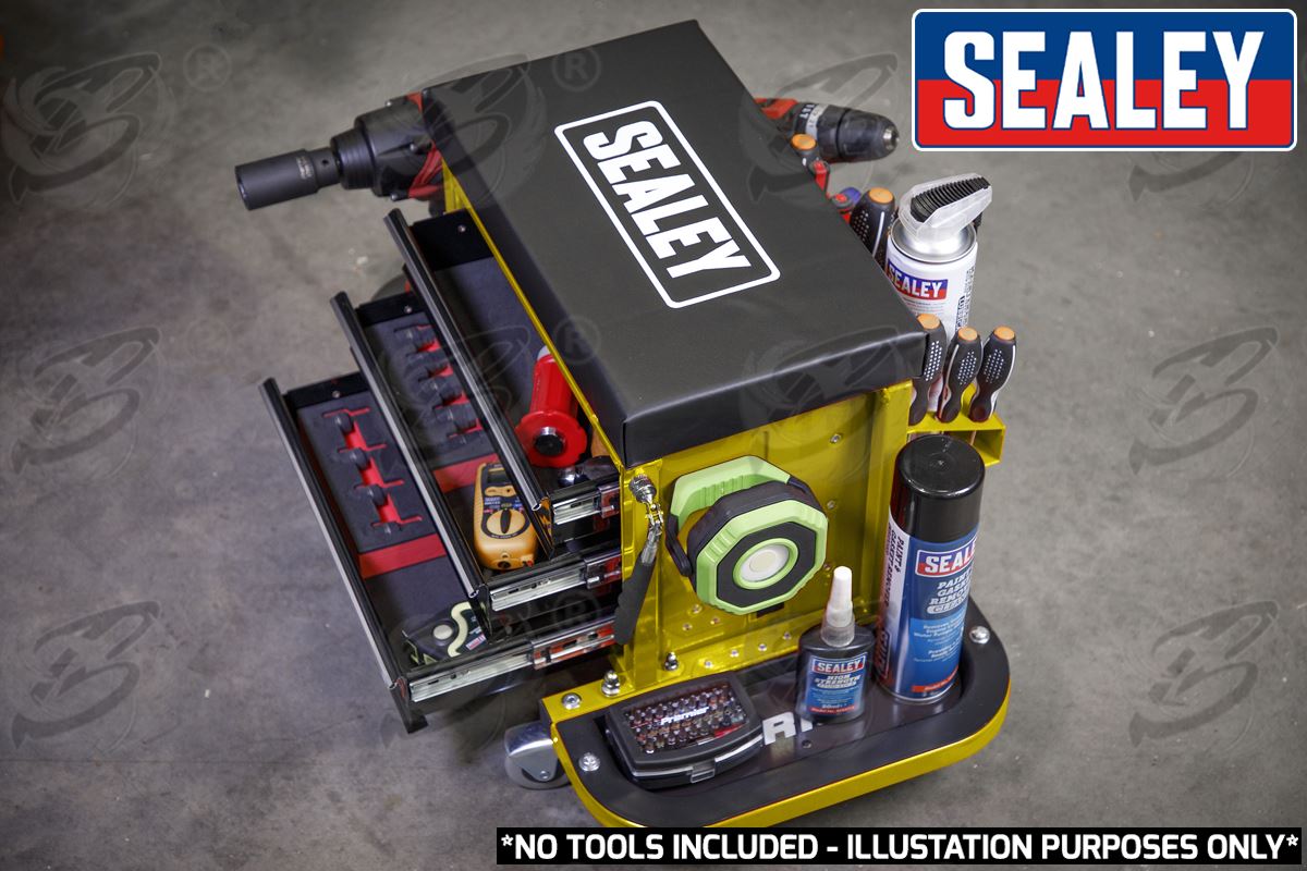 SEALEY MECHANIC STOOL / UTILTIY BOX ( YELLOW )