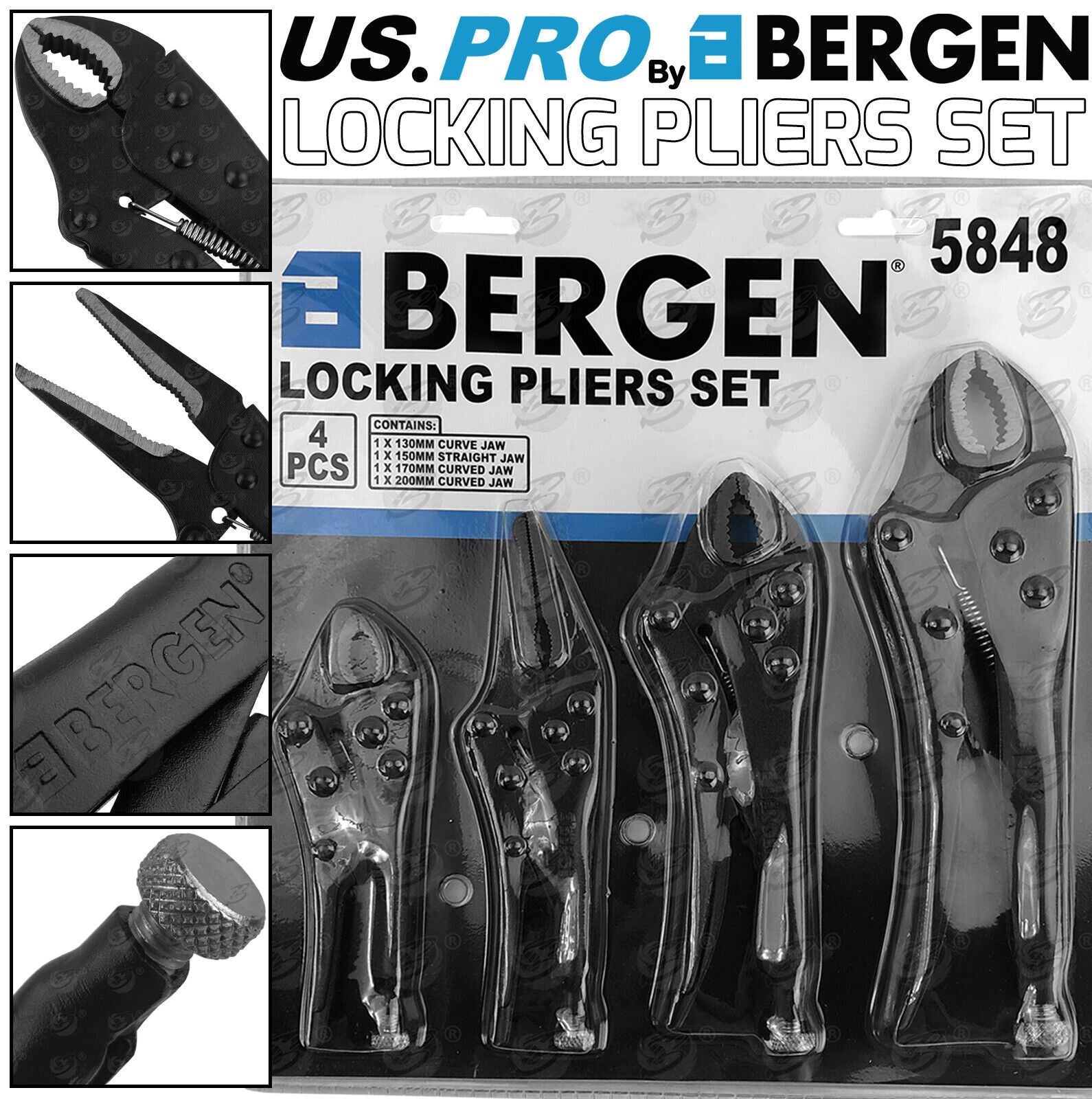 US Pro 4 Piece Locking Pliers 5886