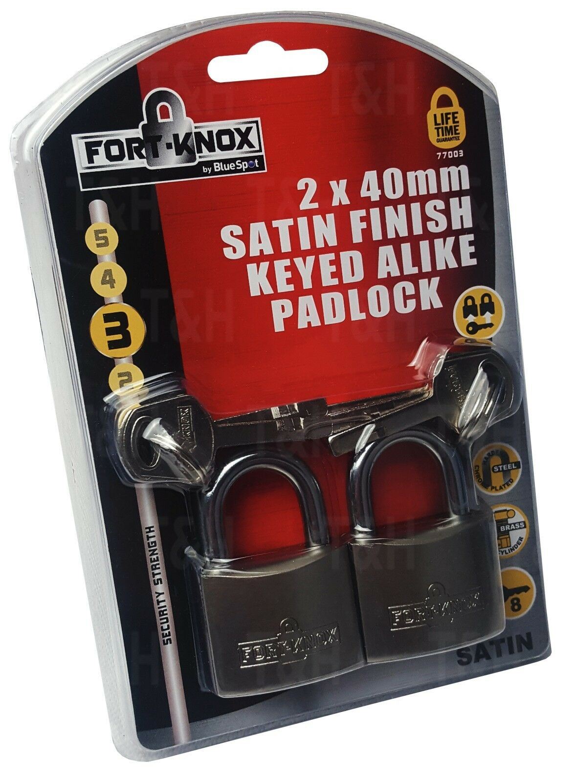 BLUESPOT 2 x 40MM SATIN FINISH PADLOCKS