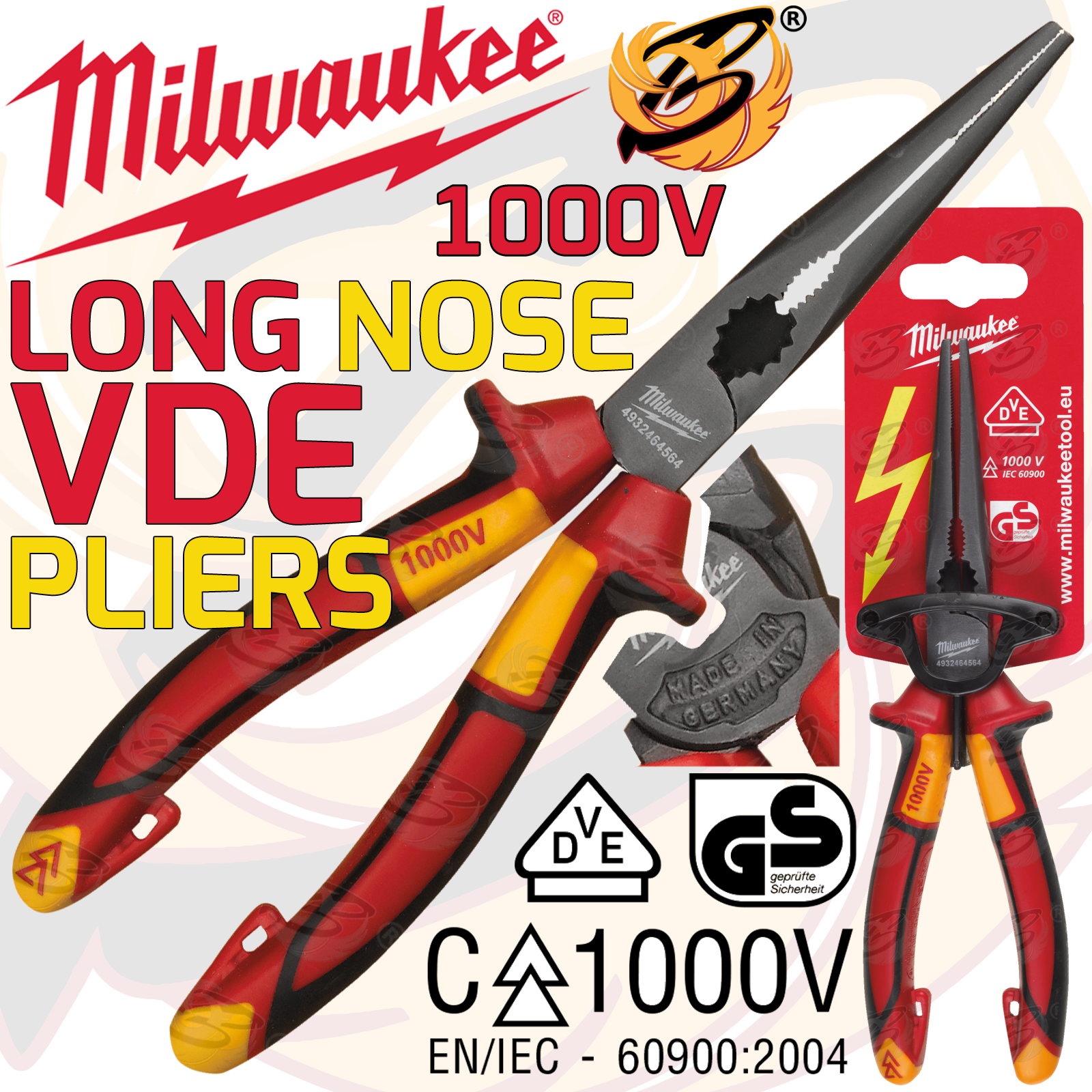 Milwaukee 1000V VDE Long Pliers 205mm ( 4932464564 )
