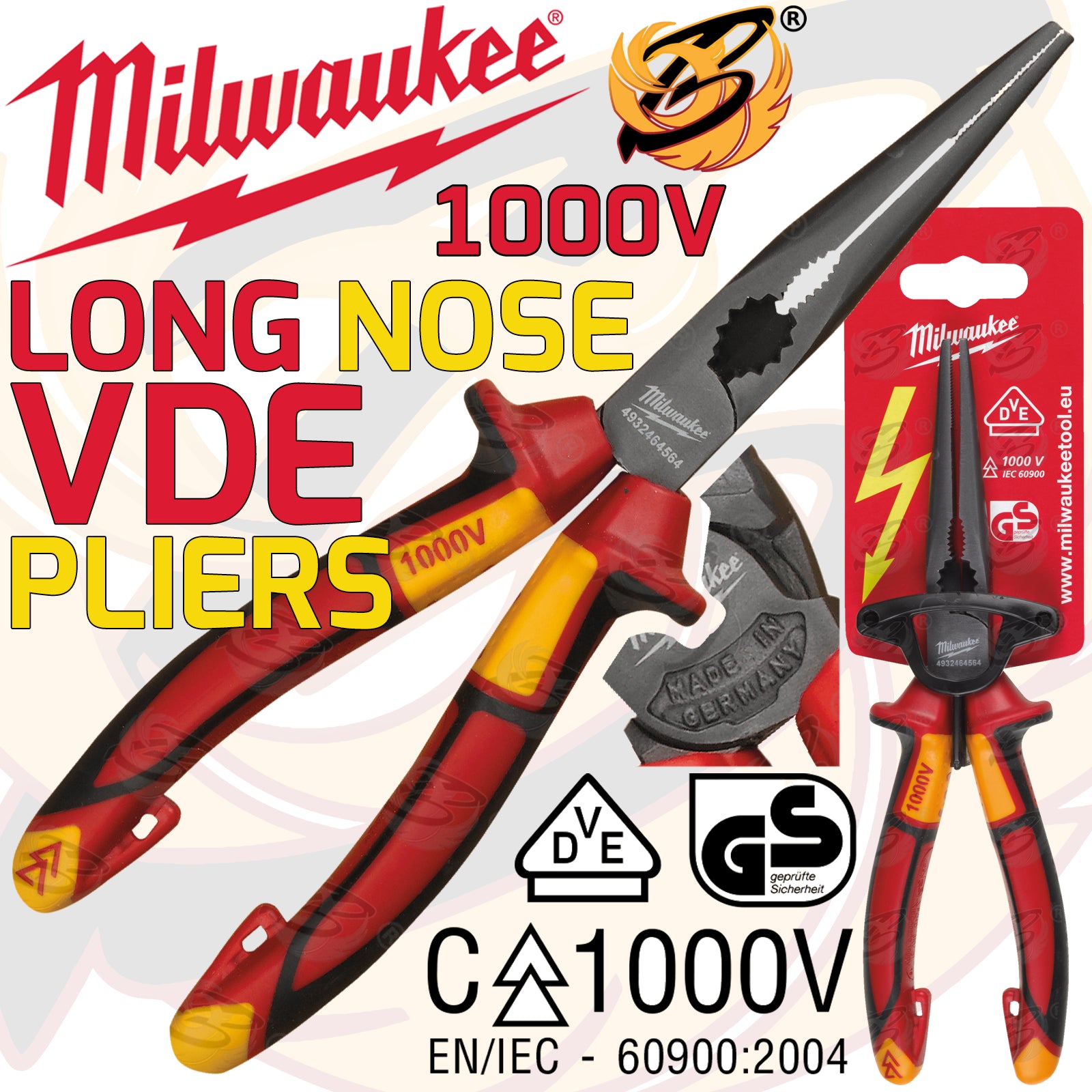 MILWAUKEE 1000V VDE LONG PLIERS 205MM
