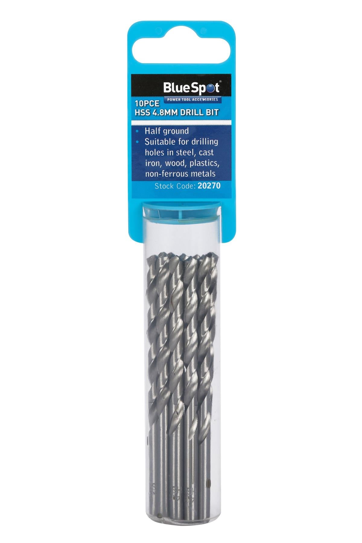 BlueSpot 10 Piece 4.8mm HSS Drill Bit Set ( 20270 )