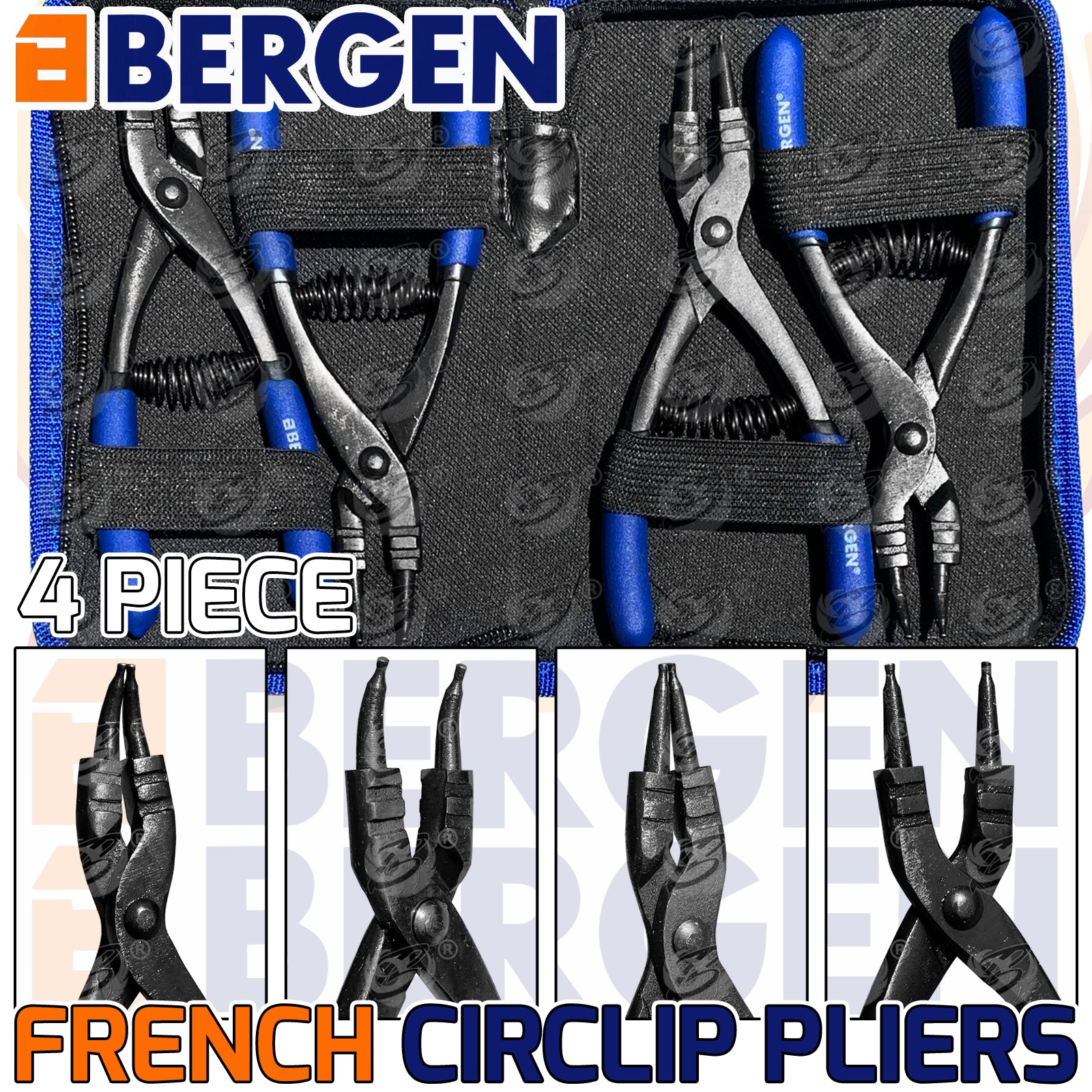 BERGEN 4PCS 6" FRECH TYPE CIRCLIP PLIERS