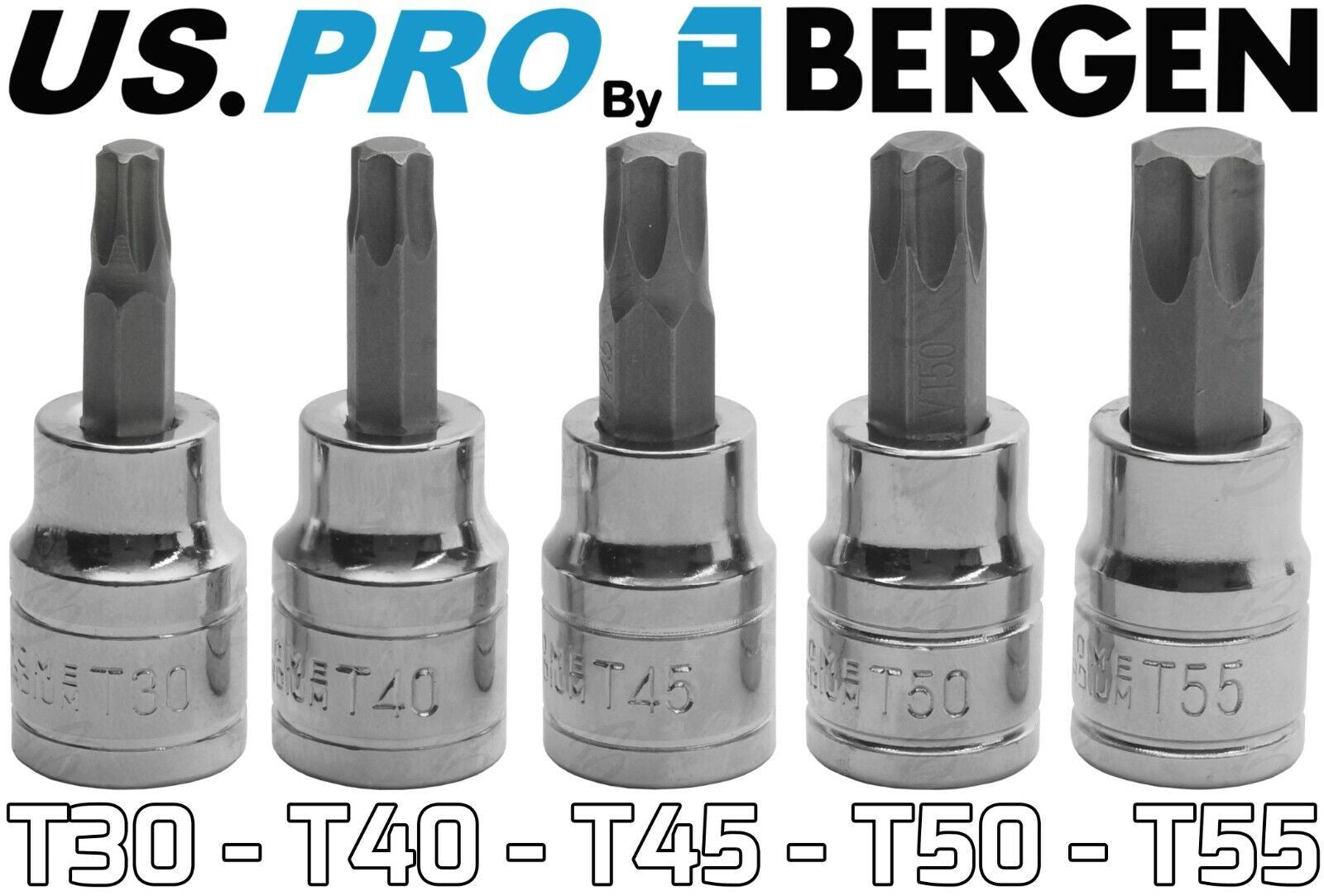 US Pro 10 Piece 3/8" Drive Torx Bit Sockets T10 - T56 2066