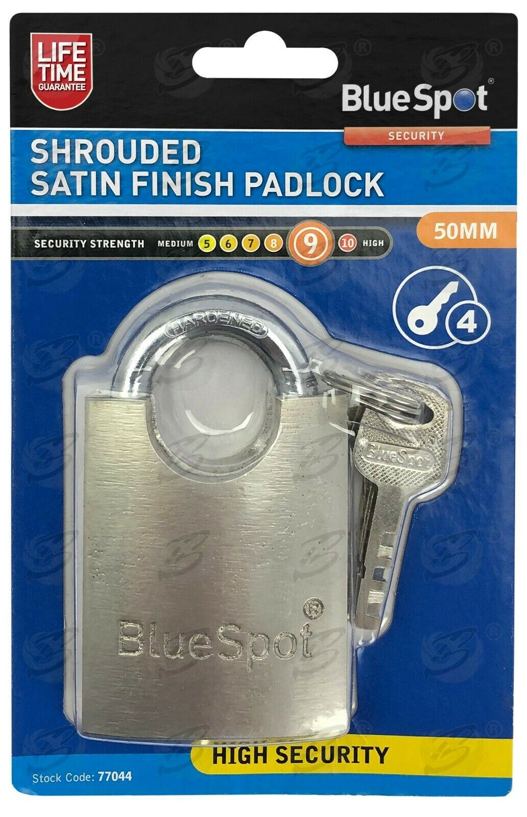 BLUESPOT 50MM SHROUDED SATIN FINISH PADLOCK