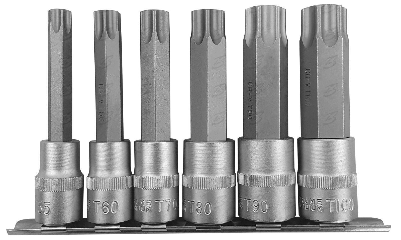 TOOLZONE 6PCS 1/2" DRIVE EXTRA LARGE TORX BIT SOCKETS T55 - T100