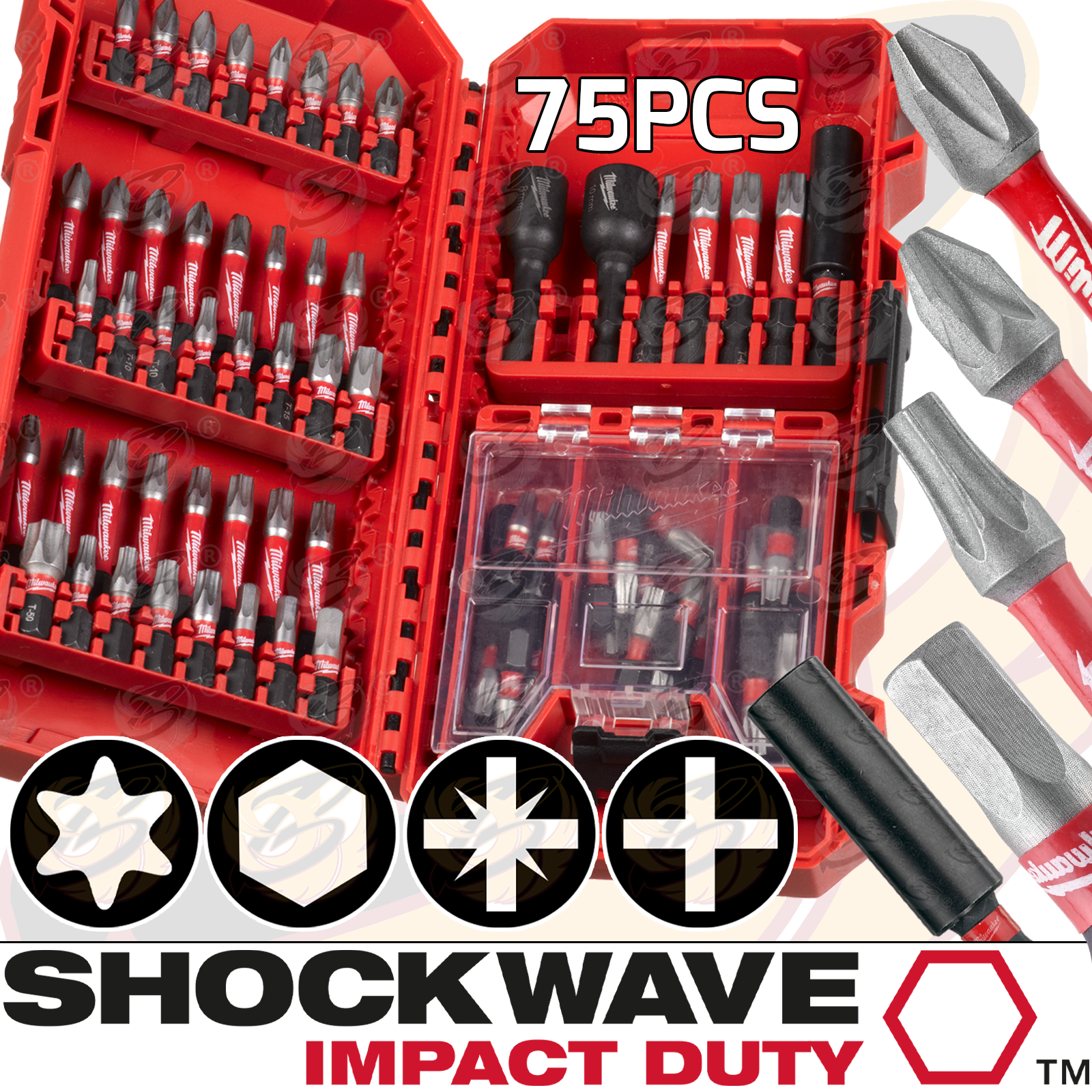 Milwaukee 75 Piece Impact Drill / Driver Bit Set ( Shockwave Impact Duty ) ( 4932492008 )