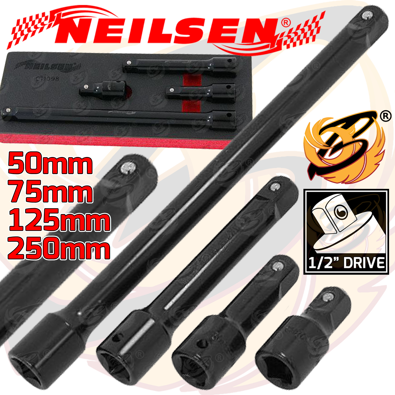 Neilsen Impact Extension Bar Set 4 Piece / Heavy Duty ( CT1098 )