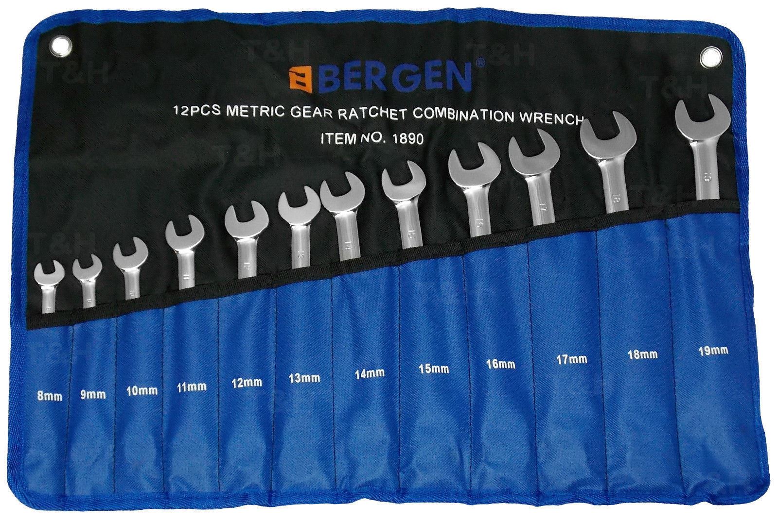 US Pro 12 Piece Combination Ratchet Spanner Set 8mm - 19mm 2233