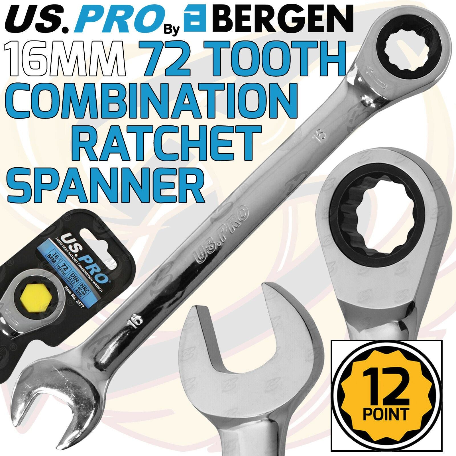 US PRO 16MM 72 TOOTH RATCHET SPANNER