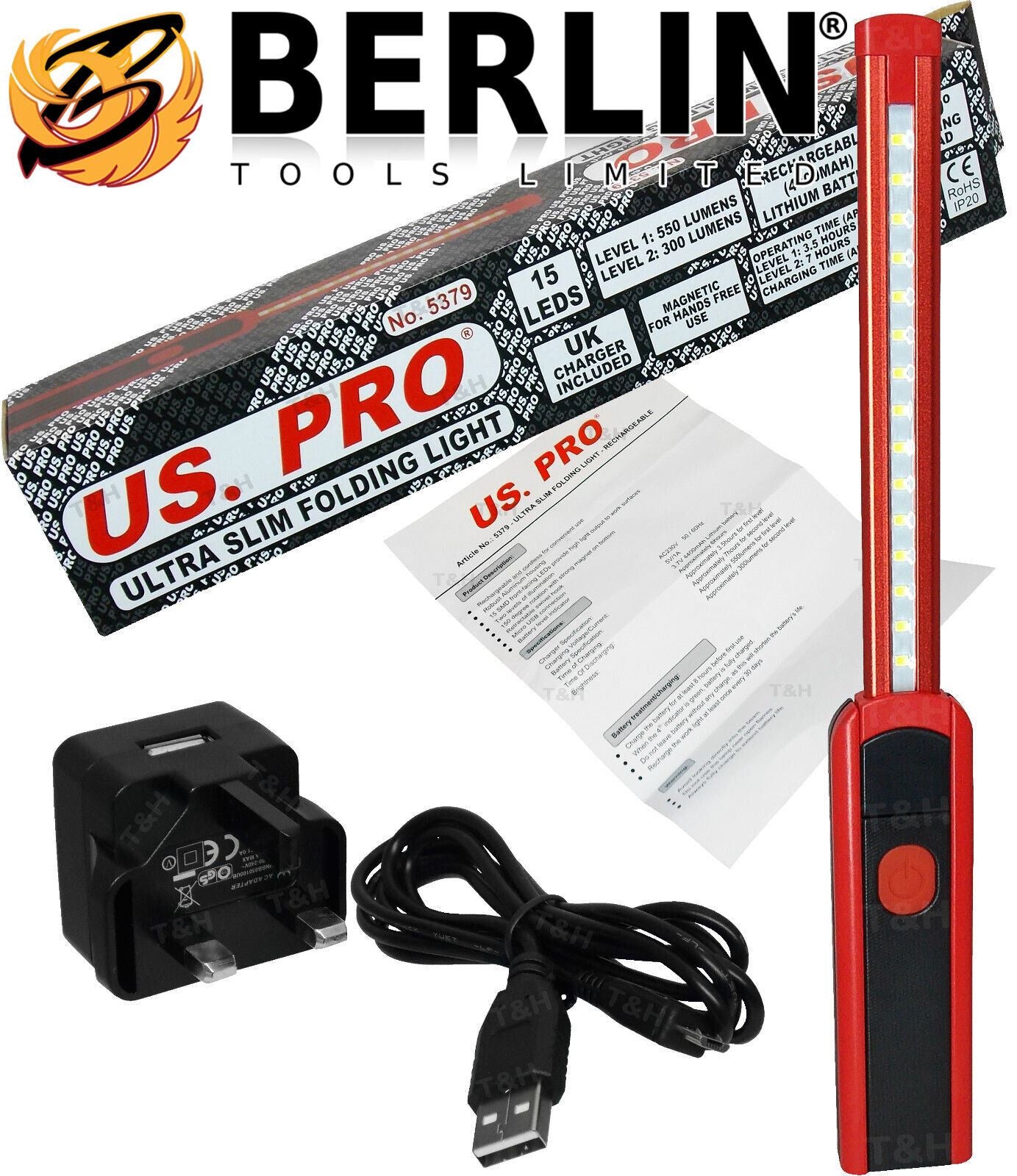 US Pro Rechargeable Li - Ion Cob Led Worklight 5379