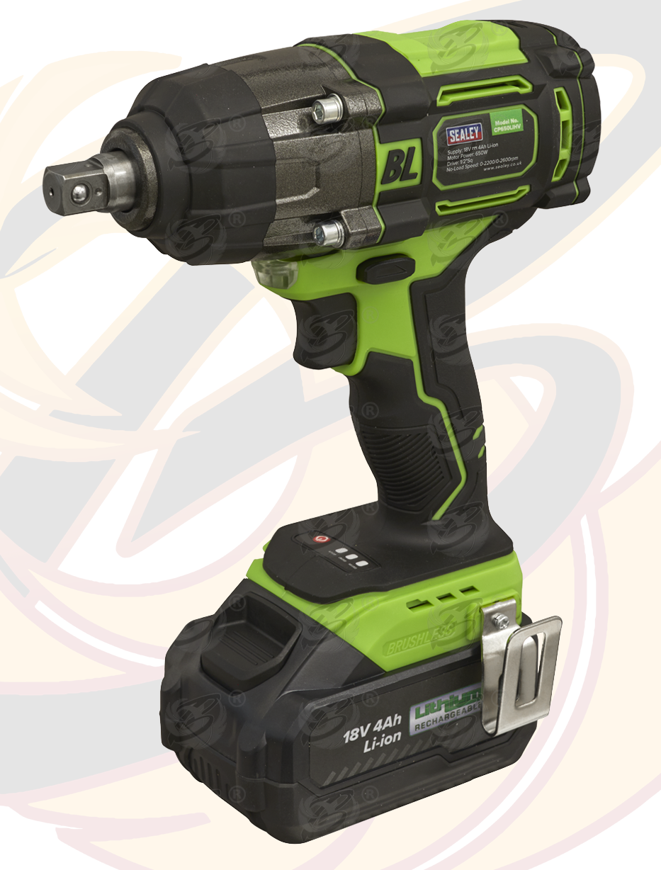 Sealey 18V 4Ah 1/2" Drive Cordless Brushless Impact Wrench 650Nm ( CP650LIHV )