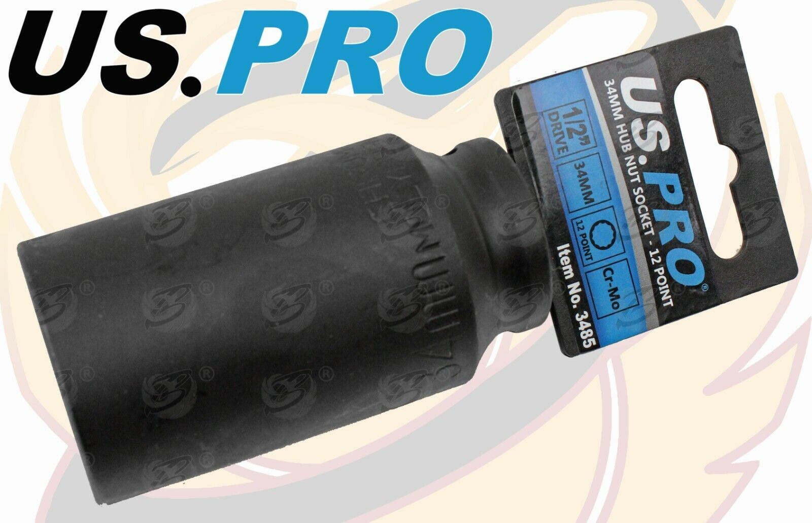 US Pro 34mm 1/2" Drive 12 Point Deep Impact Socket ( Single ) 3485