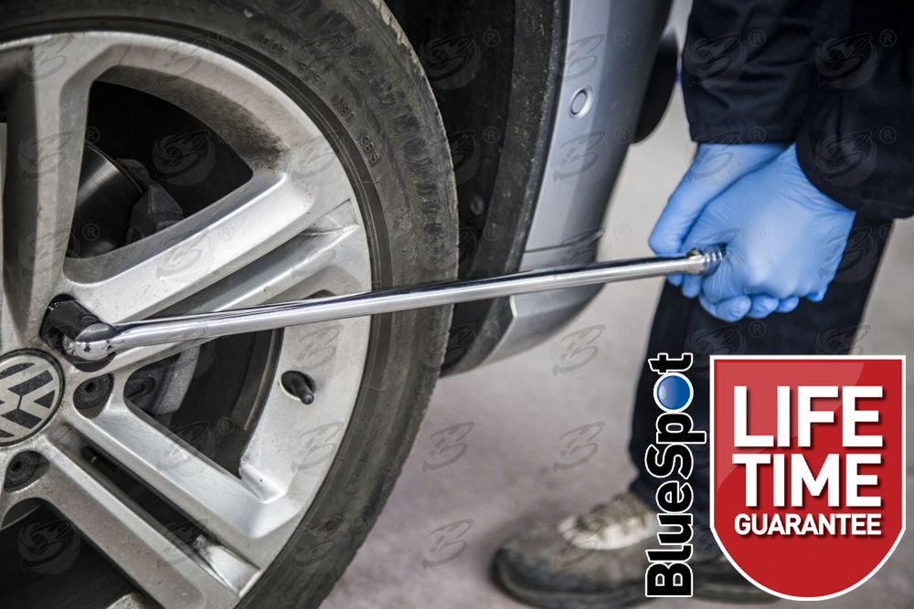 BLUESPOT 1/2" DRIVE BREAKER BAR & CALIBRATED TORQUE WRENCH 42Nm - 210Nm & 3PCS 1/2" DRIVE 6 POINT ALLOY WHEEL NUT SOCKETS