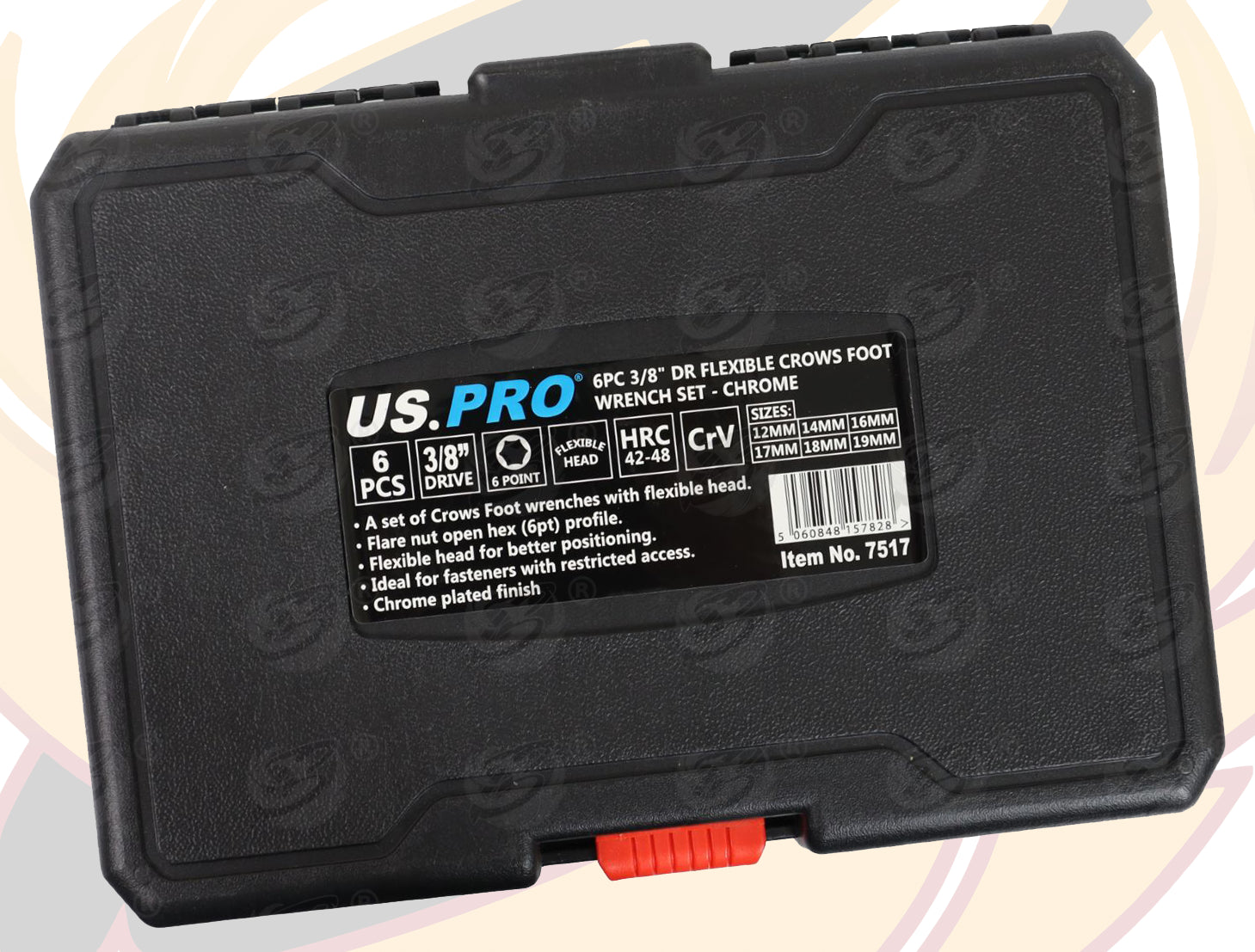 US PRO 6PCS 3/8" DRIVE FLEXIBLE CROWS FOOT WRENCH SOCKETS ( 12MM - 19MM ) ( CHROME )