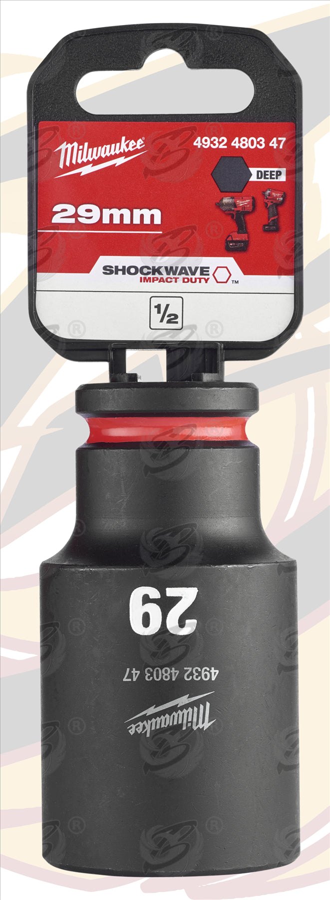 MILWAUKEE 29MM 1/2" DRIVE 6 POINT DEEP IMPACT SOCKET ( SINGLE )