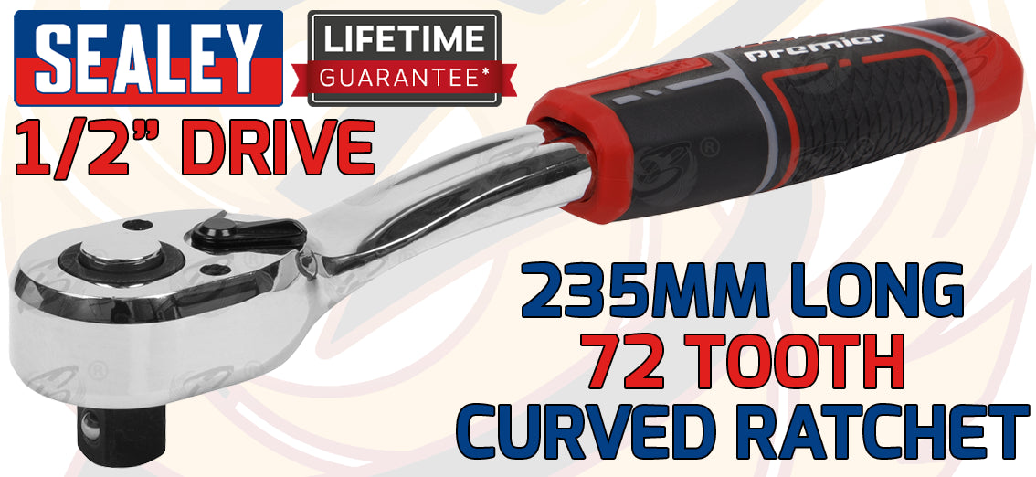 SEALEY 3PCS 1/4" & 3/8" & 1/2" DRIVE 72 TOOTH CURVED RATCHET HANDLE SET