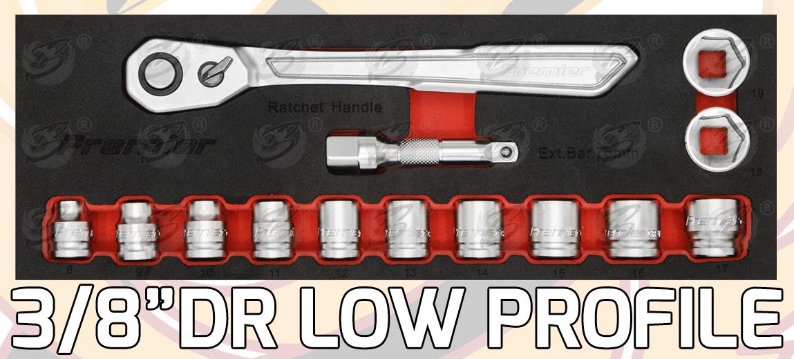 SEALEY 44PCS 1/4" & 3/8" & 1/2" DRIVE 6 POINT LOW PROFILE SOCKET SET 4MM - 24MM