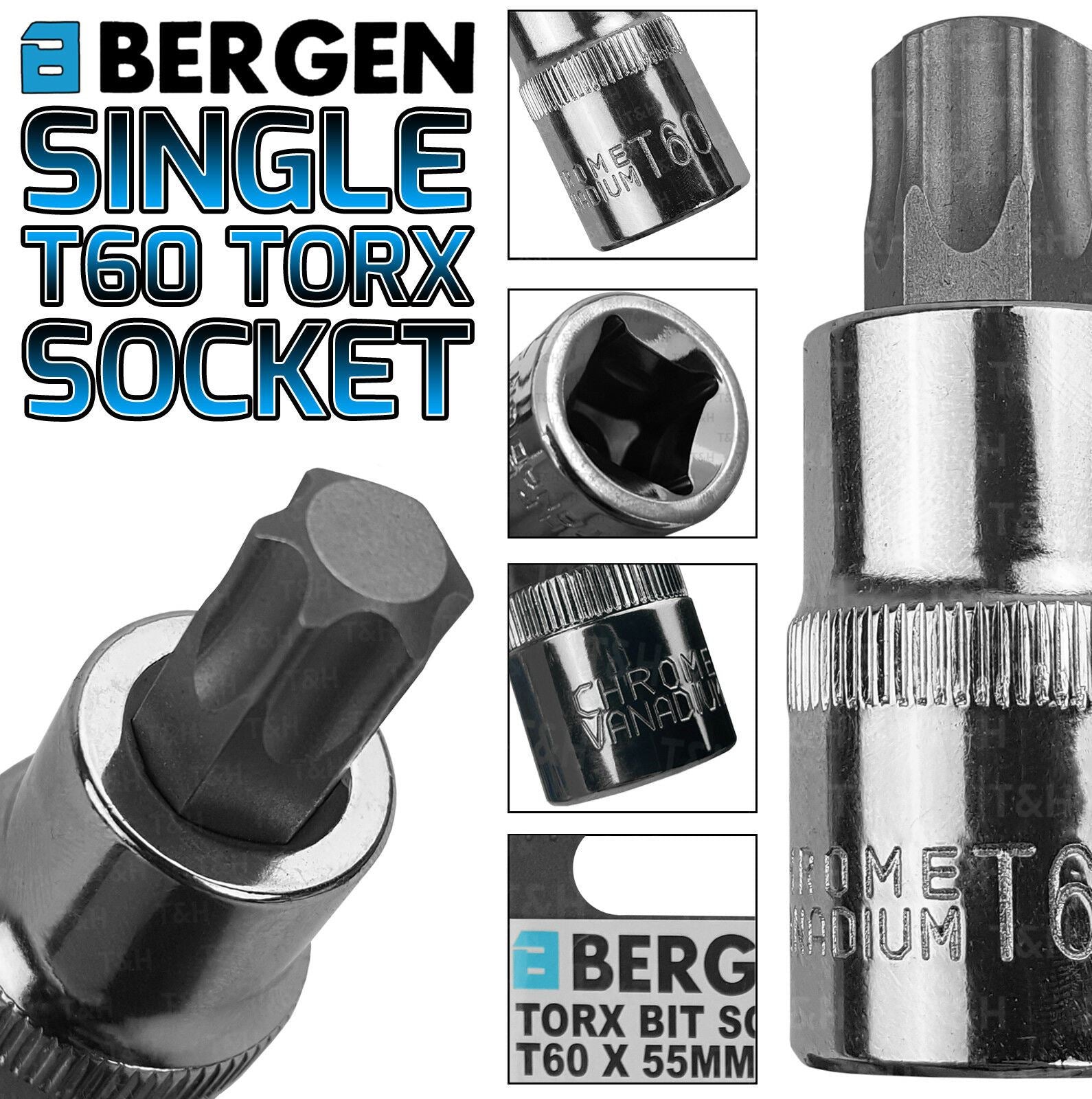 US PRO T60 1/2" DRIVE 55MM LONG TORX BIT SOCKET ( SINGLE )