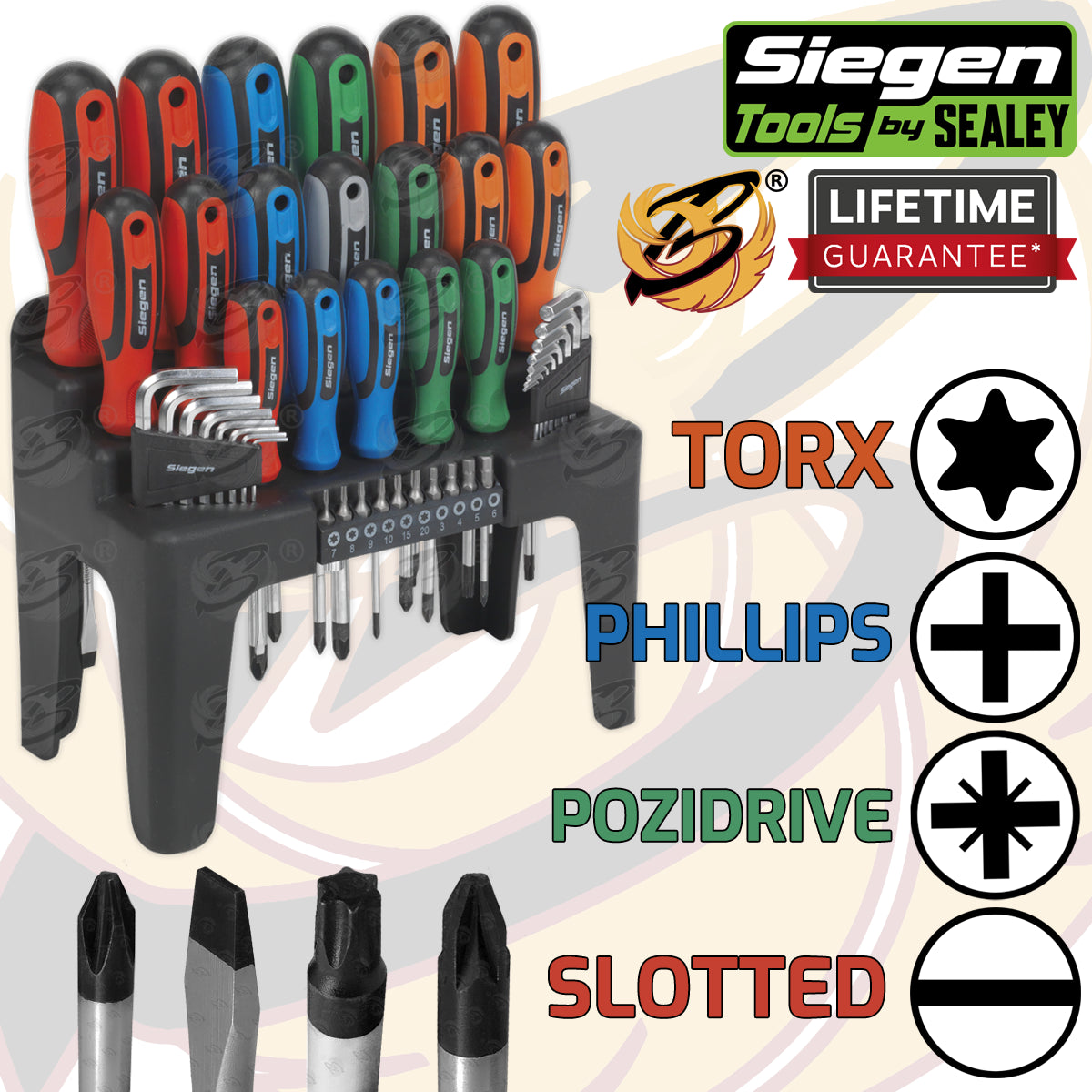 SIEGEN 44PCS MAGNETIC SCREWDRIVER, HEX KEY & BIT SET
