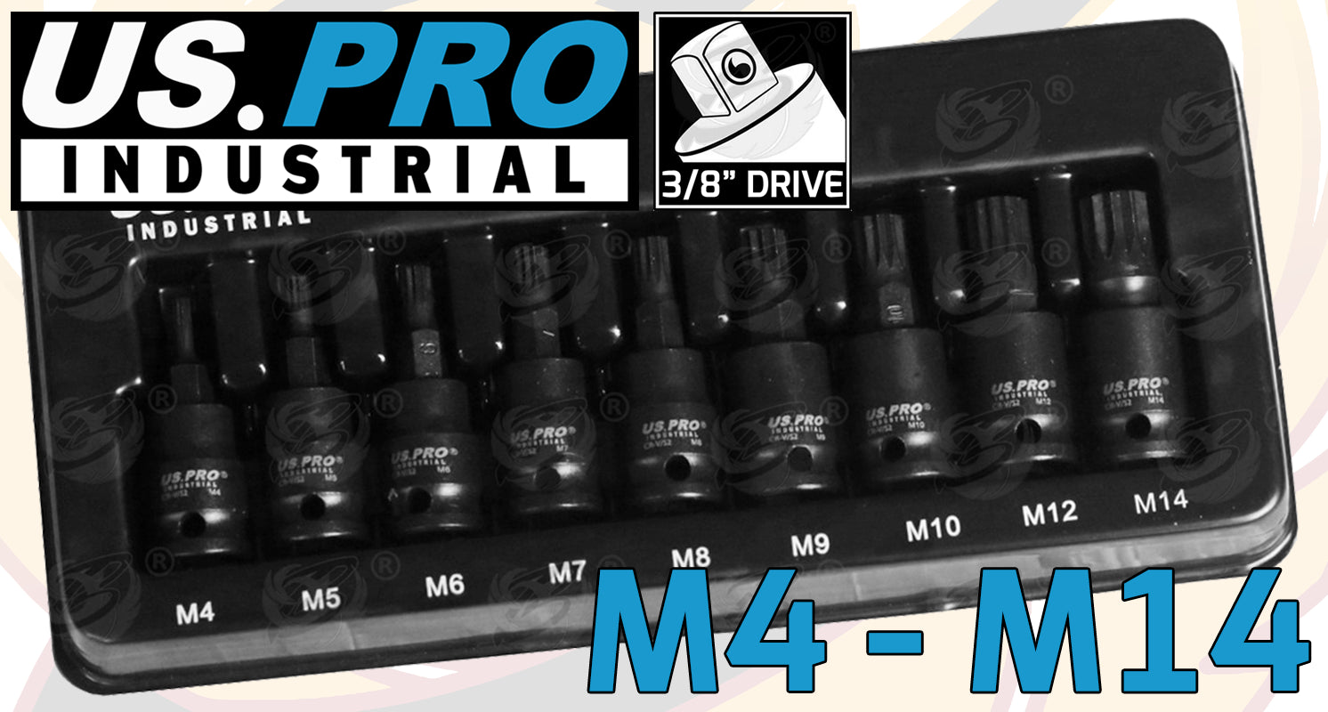 US PRO 31PCS 3/8" DRIVE IMPACT HEX - TORX - SPLINE BIT SOCKETS