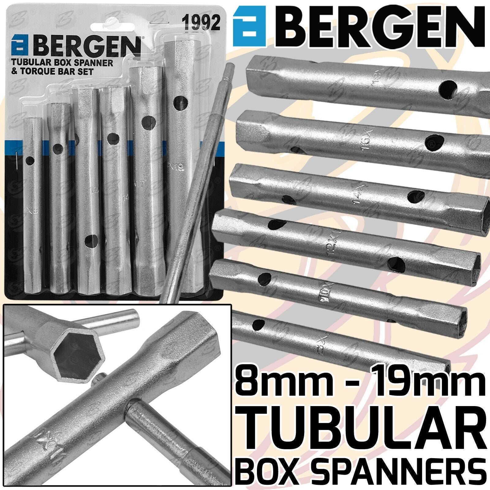 US PRO 6PCS TUBULAR BOX SPANNERS 8MM - 19MM