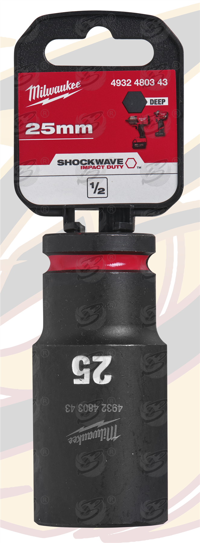 Milwaukee 25mm 1/2" Drive 6 Point Deep Impact Socket ( Single ) ( 4932480343 )