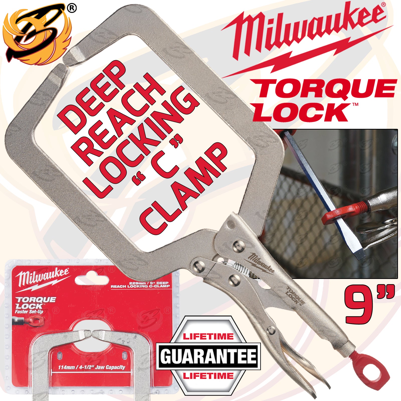 MILWAUKEE 9" DEEP REACH REGULAR JAW TORQUE LOCK LOCKING PLIERS