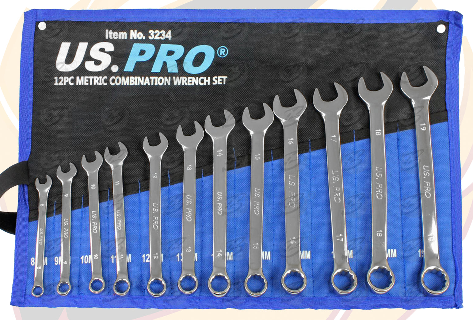US PRO 22PCS SPANNERS & STUBBY COMBINATION SPANNER SET 8MM - 19MM