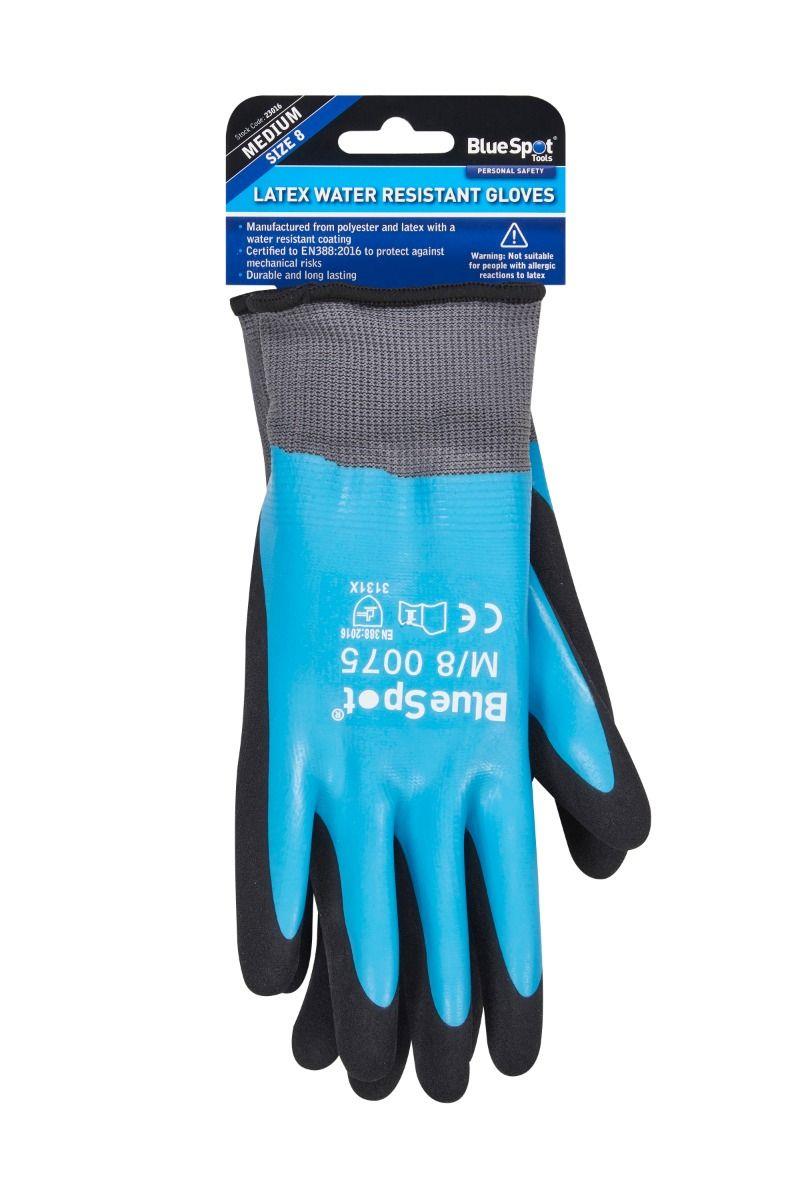 BlueSpot Latex Water Resistant Work Gloves ( x 1 Pairs ) ( M ) 23016