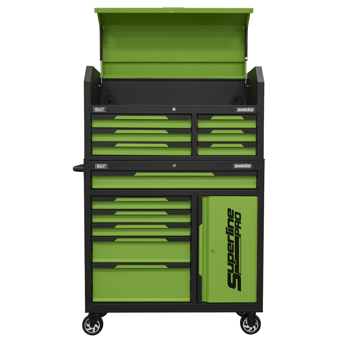 Sealey Superline Pro 12 Drawer & Cupboard Toolbox ( Green ) AP1080HVG