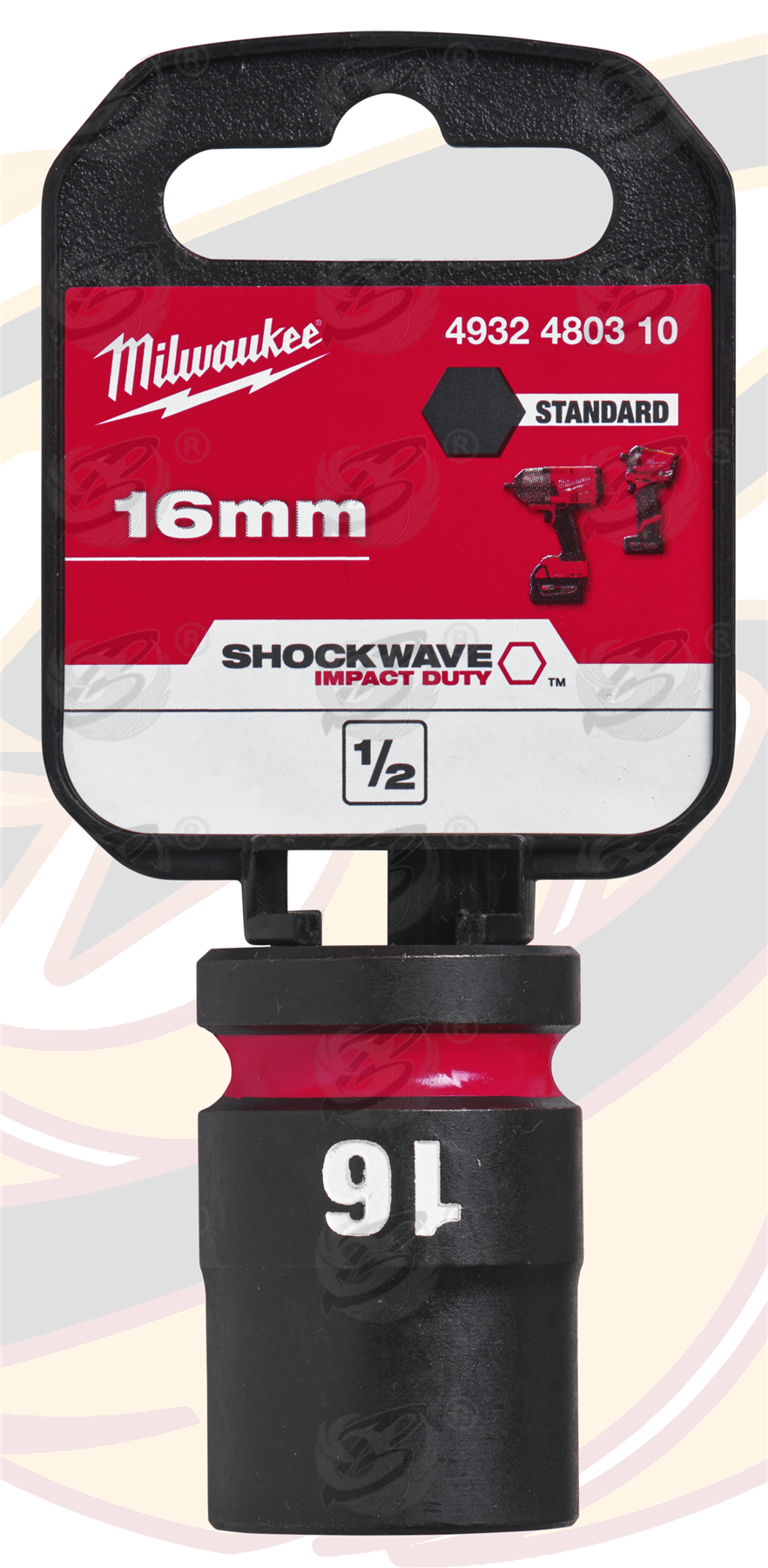 Milwaukee 16mm 1/2" Drive 6 Point Shallow Impact Socket ( Single ) ( 4932480310 )