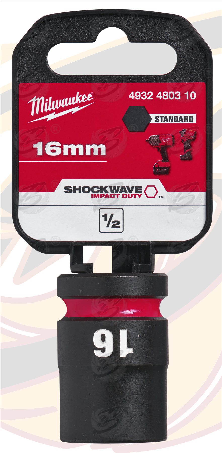 MILWAUKEE 16MM 1/2" DRIVE 6 POINT SHALLOW IMPACT SOCKET ( SINGLE )