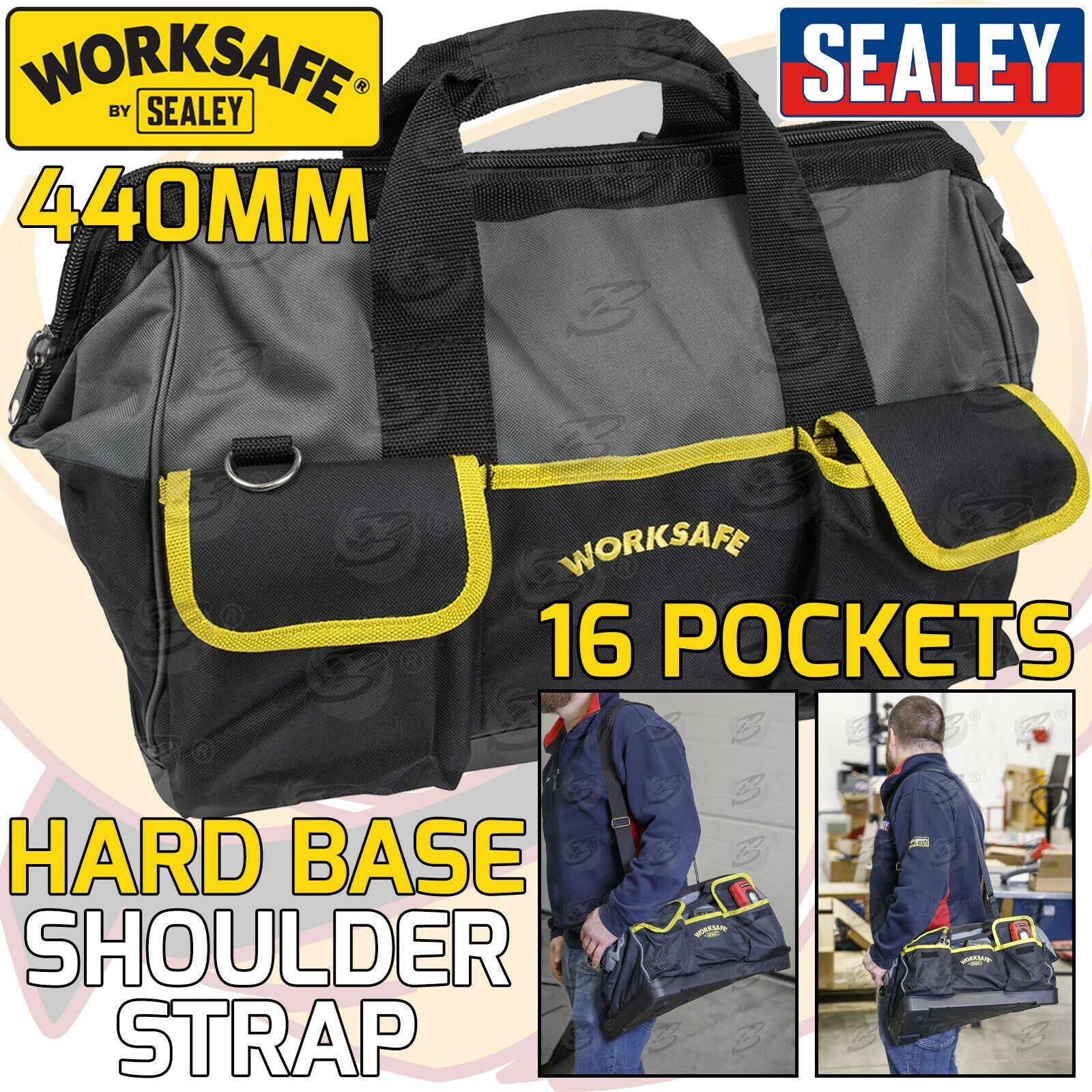 WORKSAFE 16 POCKET 17" HARD BASE TOOL BAG