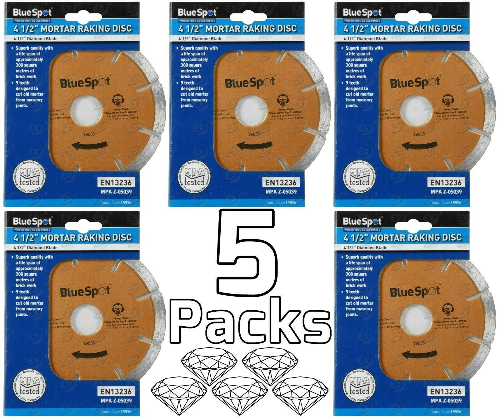BLUESPOT 4.5" ( 115MM ) DIAMOND MORTAR RAKING DISC ( x 5 )