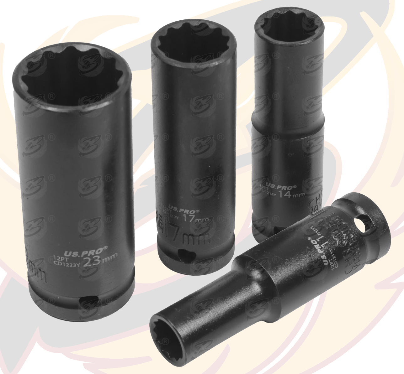 US PRO 15PCS 1/2" DRIVE 12 POINT DEEP IMPACT SOCKETS 10MM - 24MM