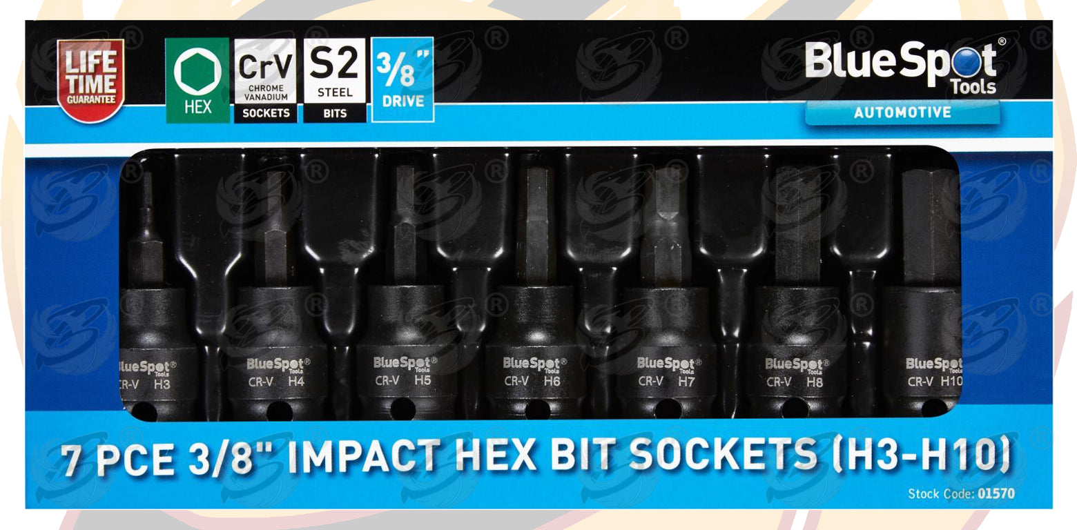 BLUESPOT 9PCS 3/8" DRIVE IMPACT HEX BIT SOCKETS H3 - H10
