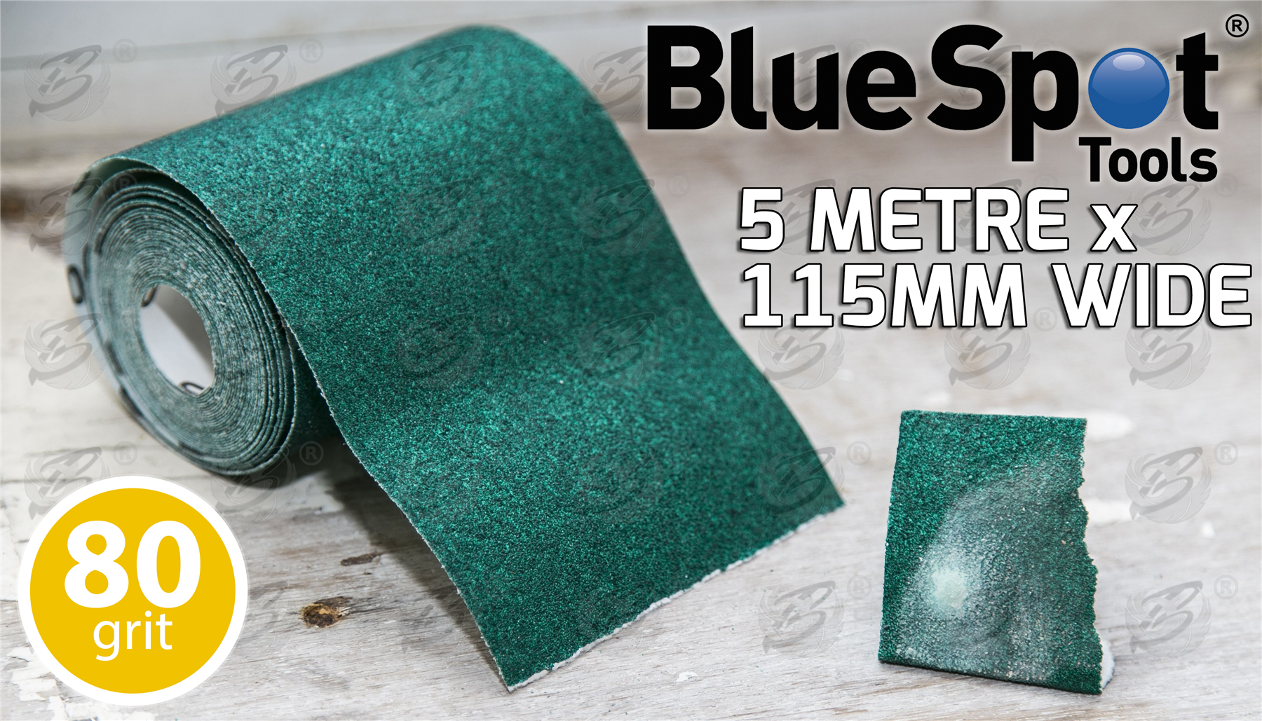BLUESPOT 80 GRIT SANDING ROLL ( 5M x 115MM ) ( 4 ROLLS )