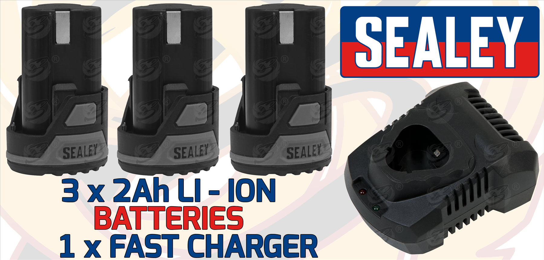 SEALEY 10.8V 3/8" DRIVE CORDLESS COMBO KIT ( DRILL - RATCHET WRENCH - IMPACT WRENCH - IMPACT DRIVER )