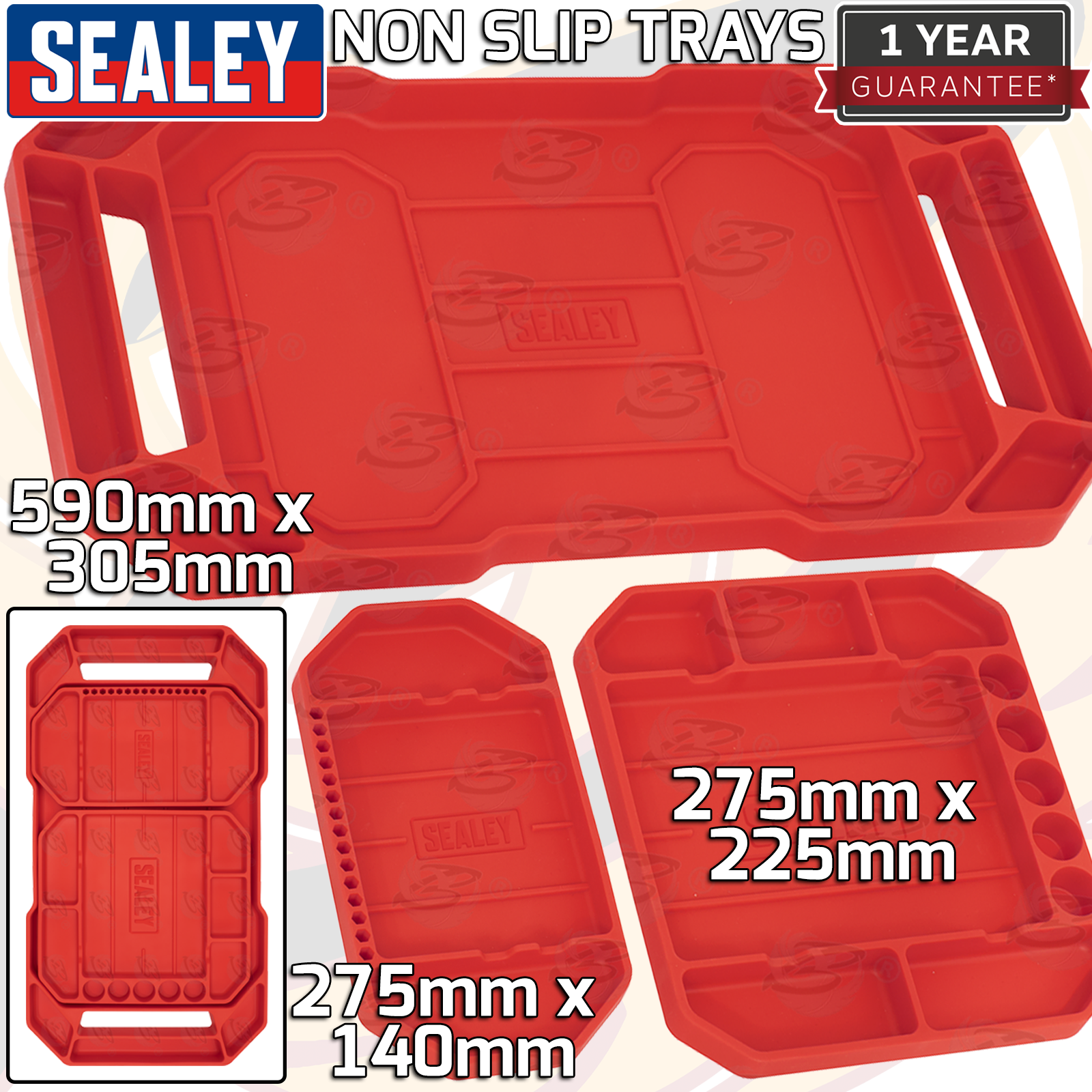 Sealey 3 Piece Non Slip Flexible Tool Trays ( APNST4 )