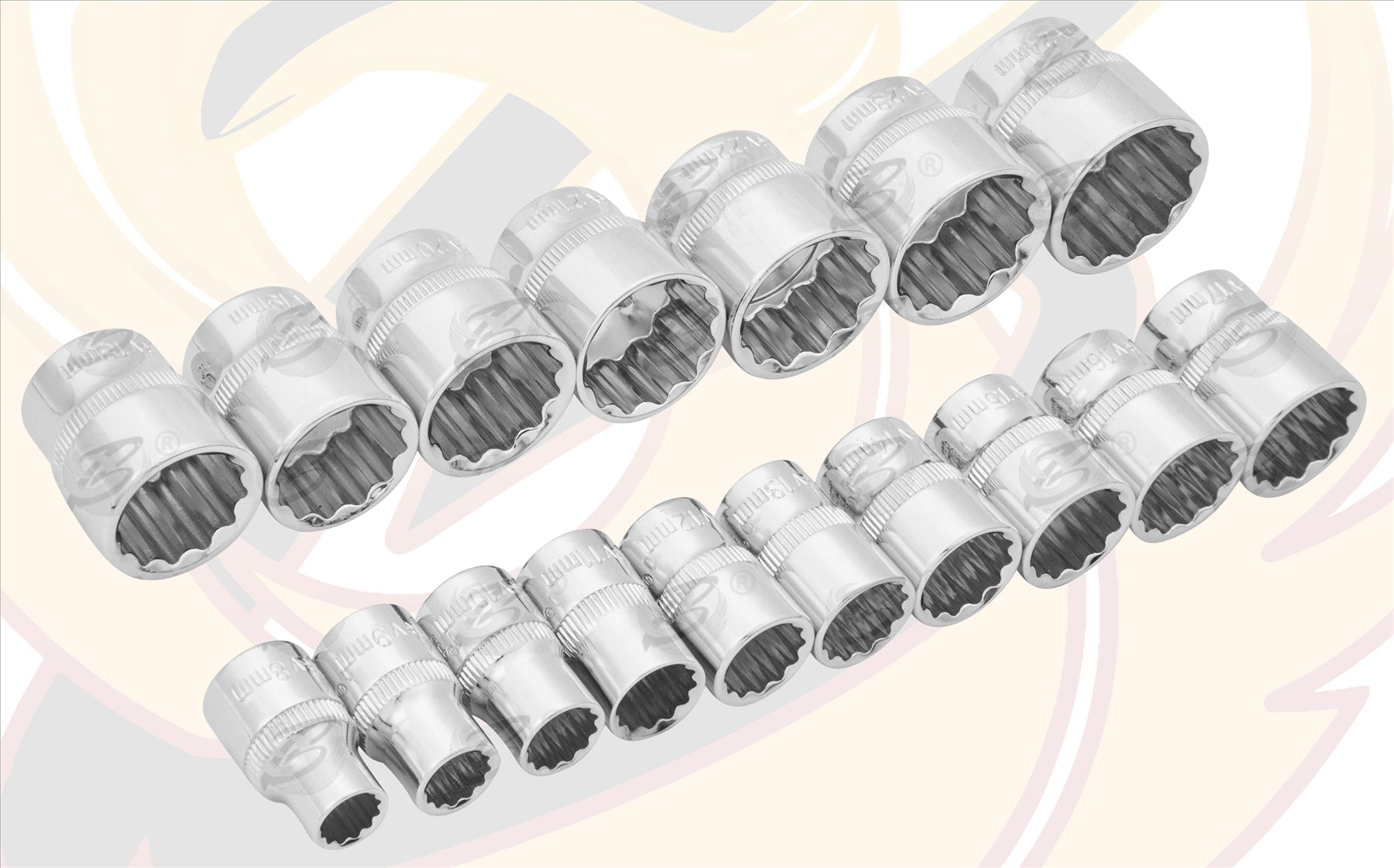 BLUESPOT 17PCS 3/8" DRIVE 12 POINT SHALLOW SOCKETS 8MM - 24MM