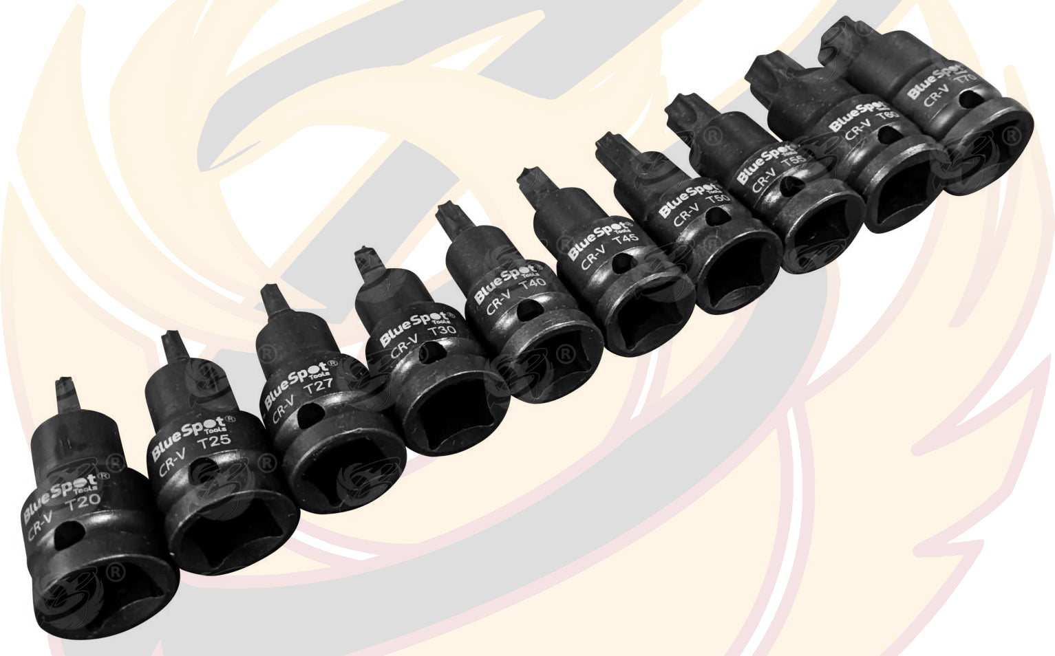 BLUESPOT 10PCS 1/2" DRIVE IMPACT TORX BIT SOCKETS T20 - T70