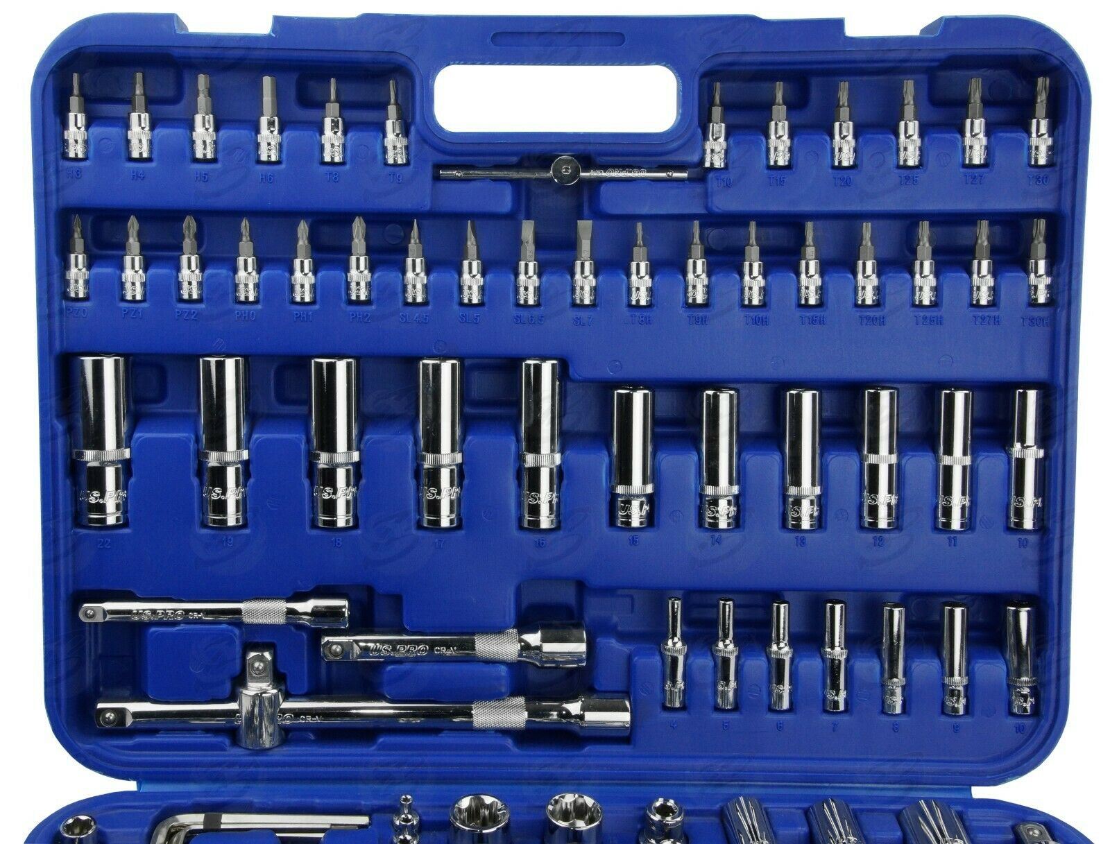 US PRO 171PCS 1/4" & 3/8" & 1/2" DRIVE SOCKET & BIT SET 4MM - 32MM