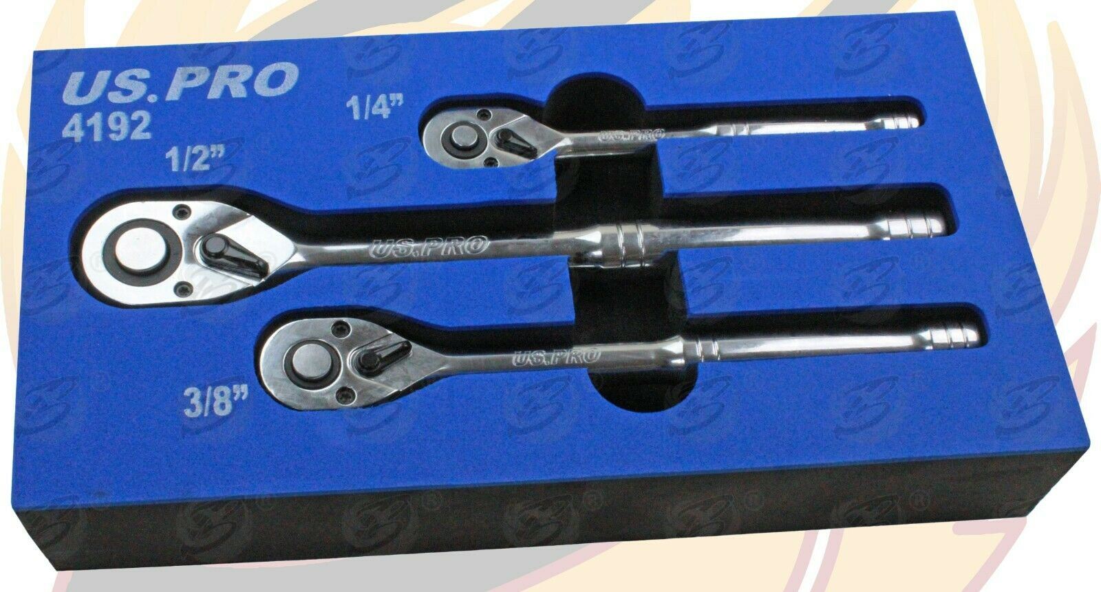 US PRO 3PCS 1/4" & 3/8" & 1/2" DRIVE 72 TOOTH RATCHET HANDLE SET